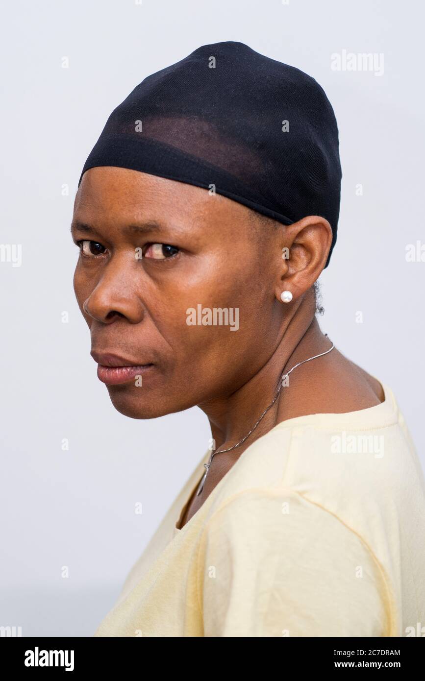 Black girl with a pearl earring. Stock Photo