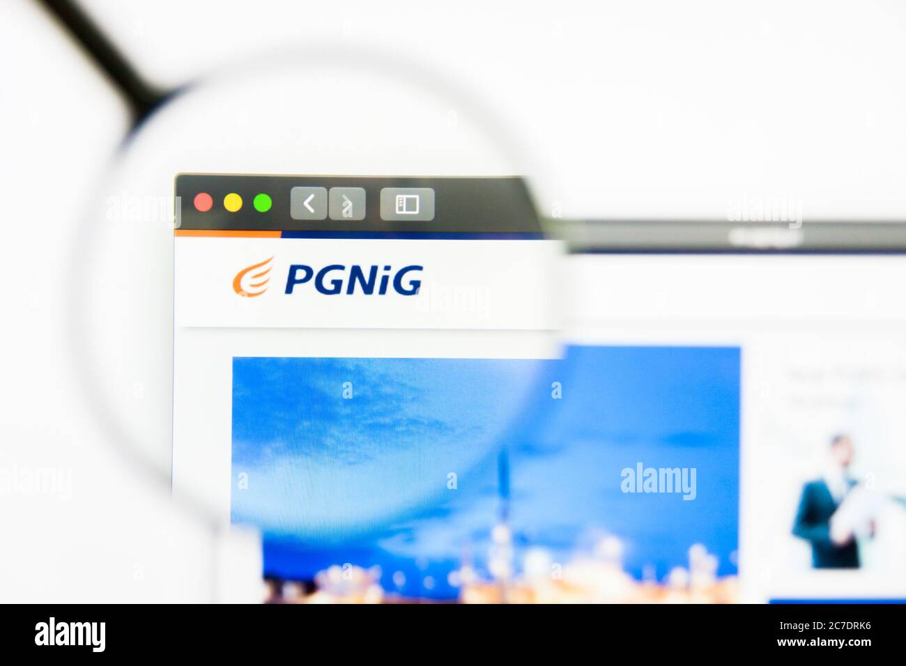 Los Angeles, California, USA - 25 March 2019: Illustrative Editorial of Pgnig Group website homepage. Pgnig Group logo visible on display screen. Stock Photo