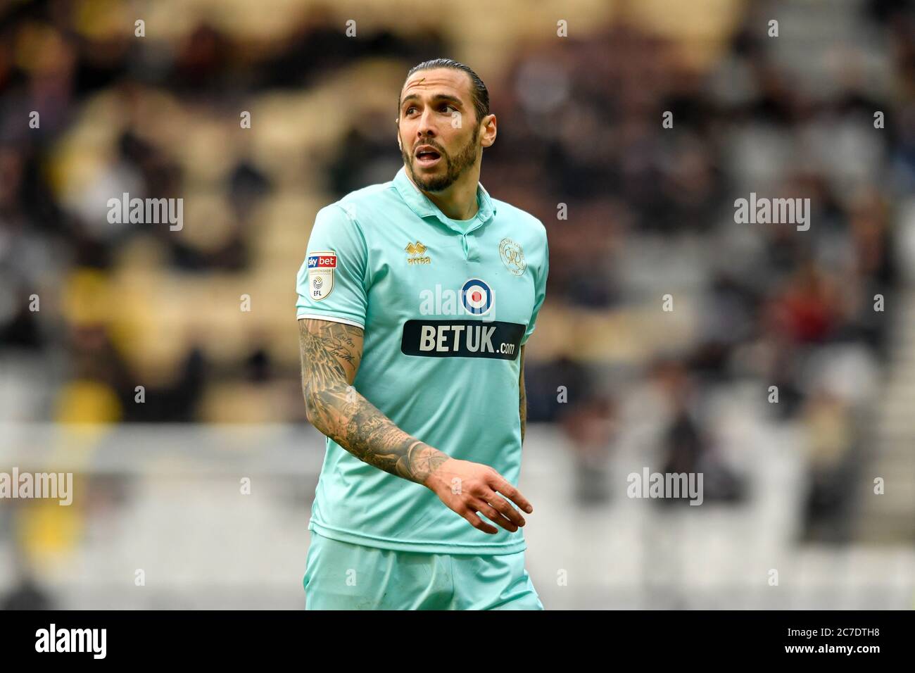 7th March 2020, Deepdale, Preston, England; Sky Bet Championship, Preston North End v Queens Park Rangers : Geoff Cameron (5) of Queens Park Rangers leaves the pitch after receiving a second yellow card in the game Stock Photo