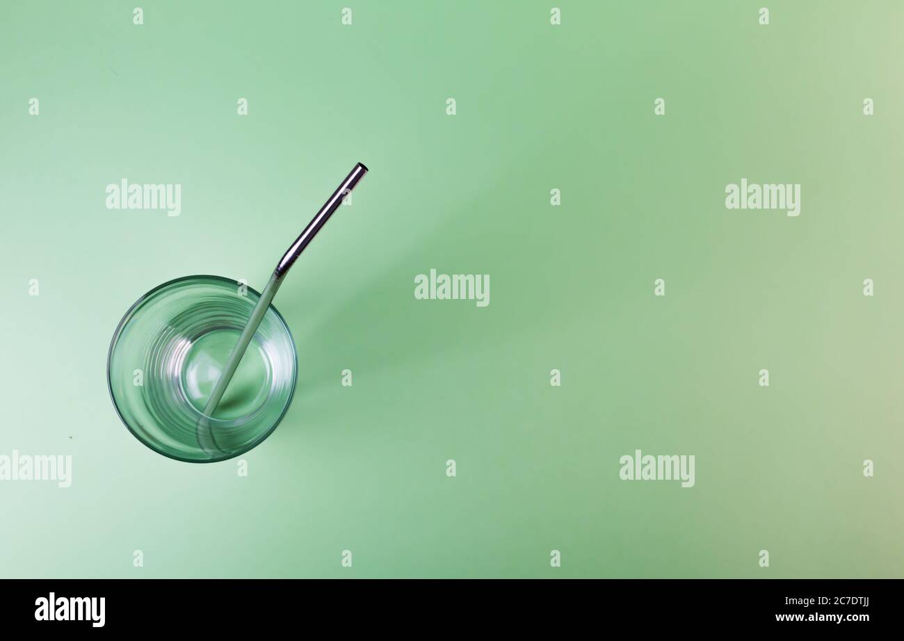 Drinking metal straws for summer cocktails. Zero waste organic ecology