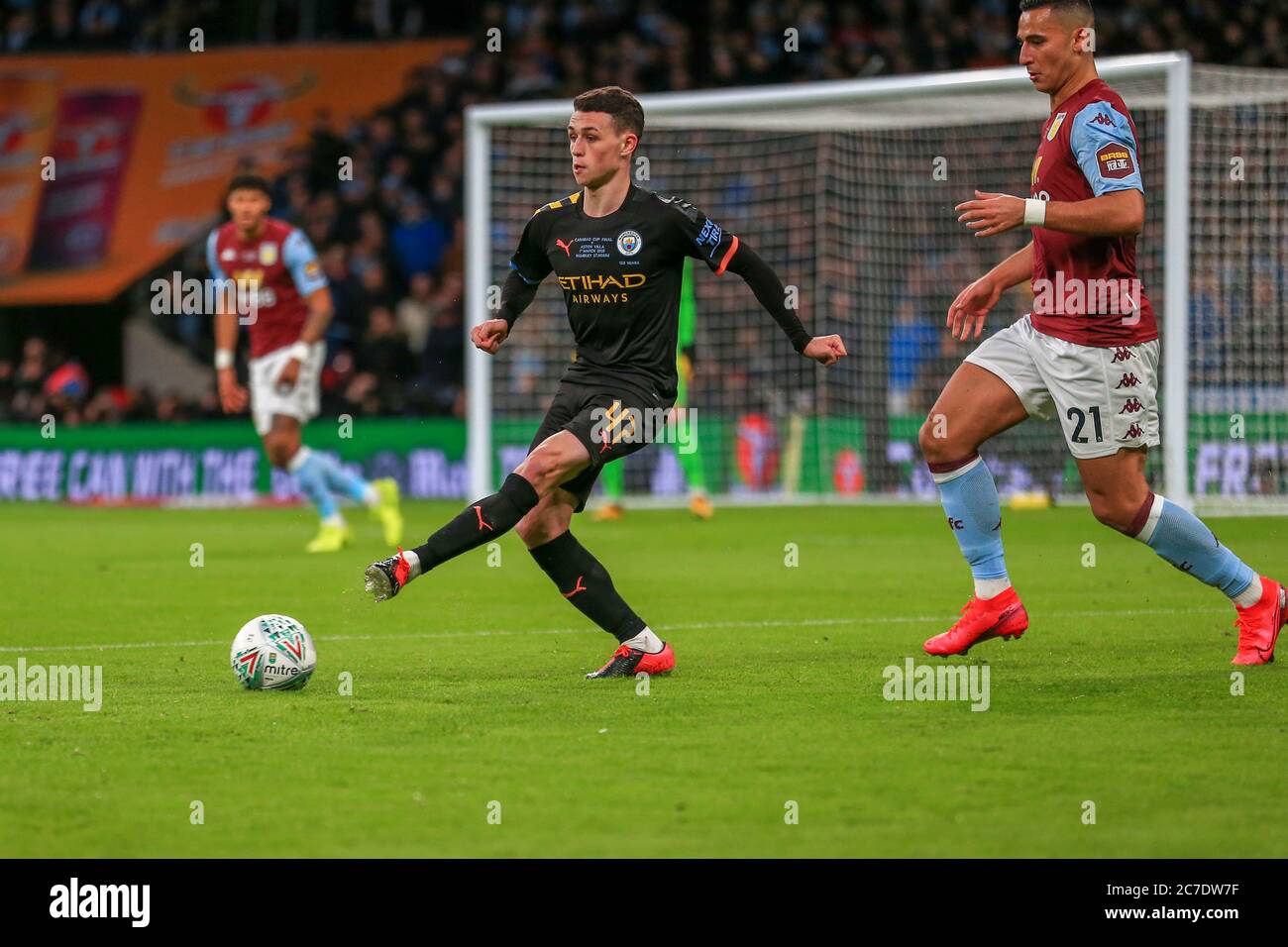 1st March 2020, Wembley Stadium, London, England; Carabao Cup Final, Aston Villa v Manchester City : Phil Foden (47) of Manchester City plays the ball Stock Photo