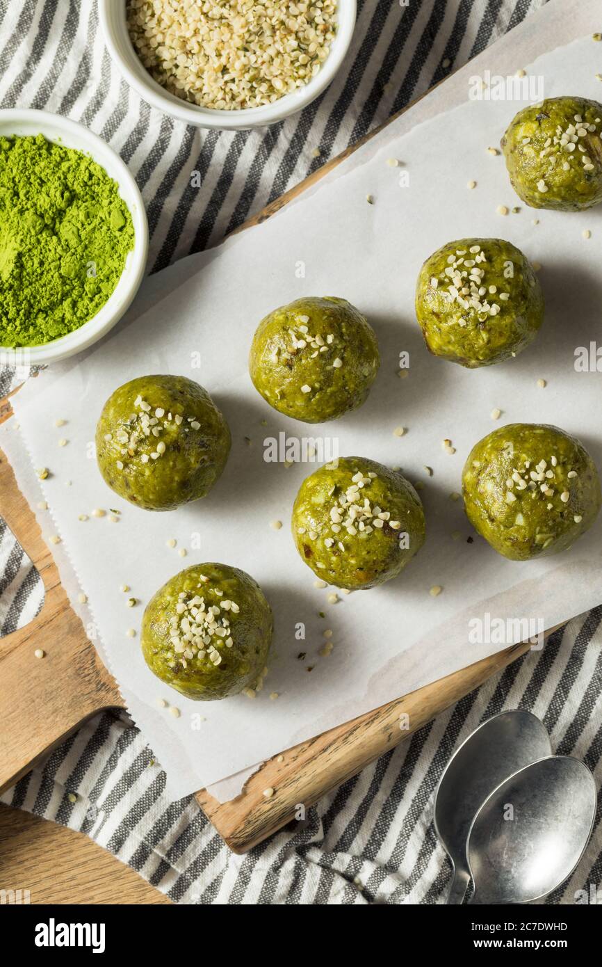 Homemade Healthy Matcha Bliss Energy Balls with Dates Hemp and Nuts Stock Photo Alamy