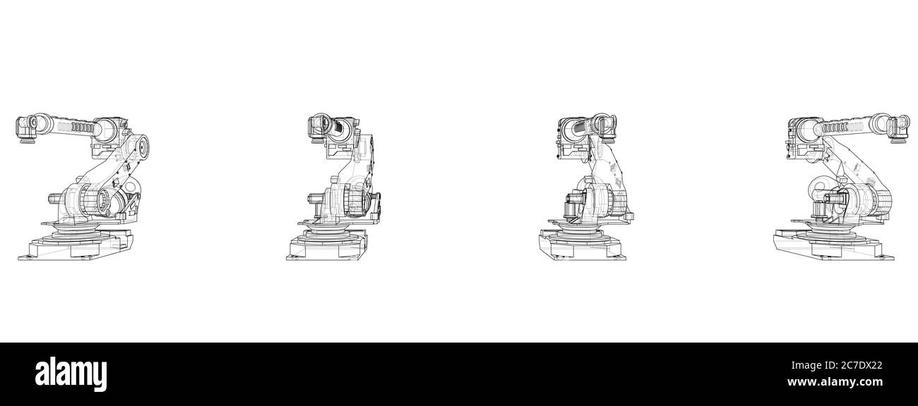A industral robots manipulators Stock Photo