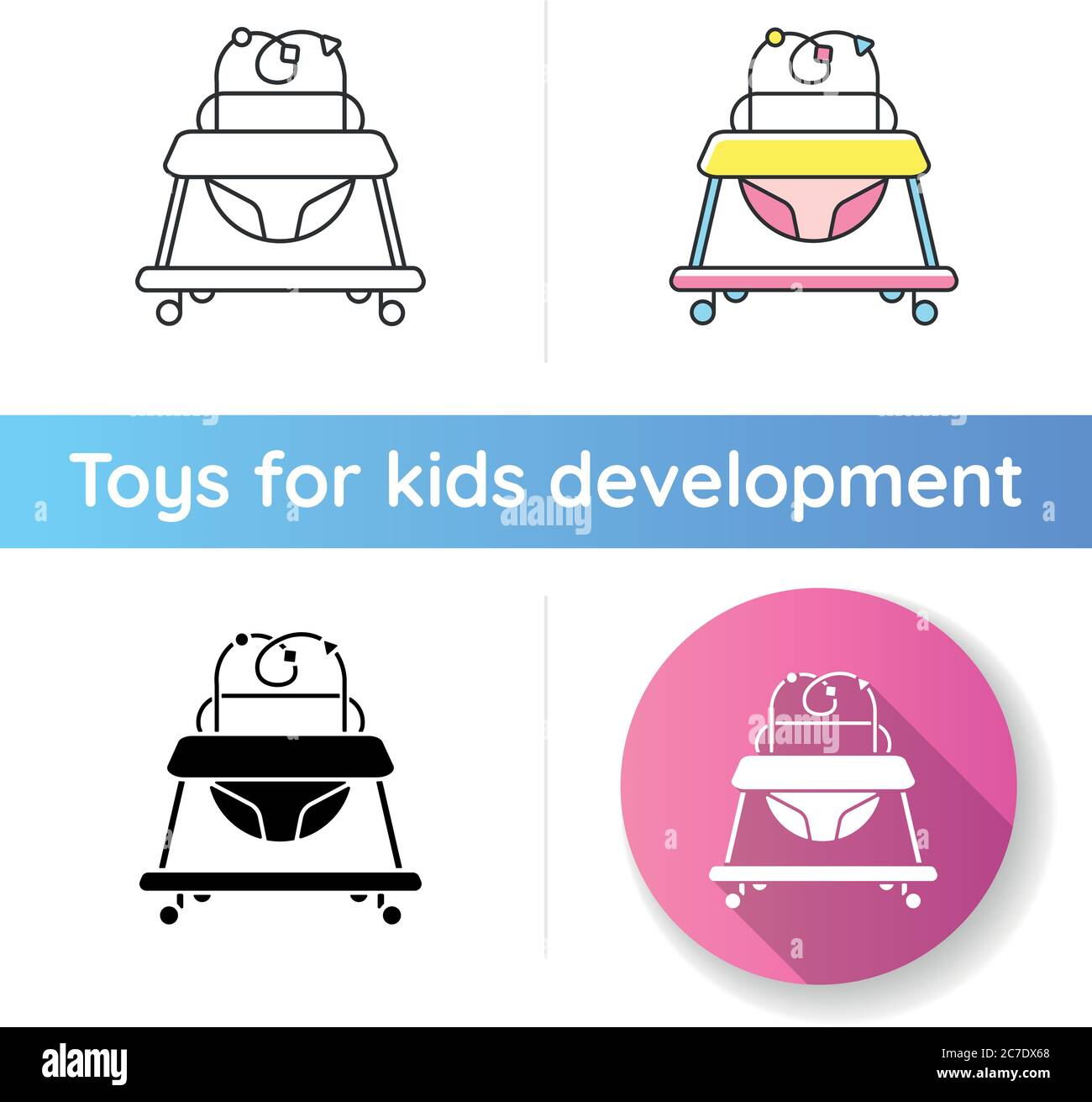 Baby walker icon. Leg learning and walking development device for