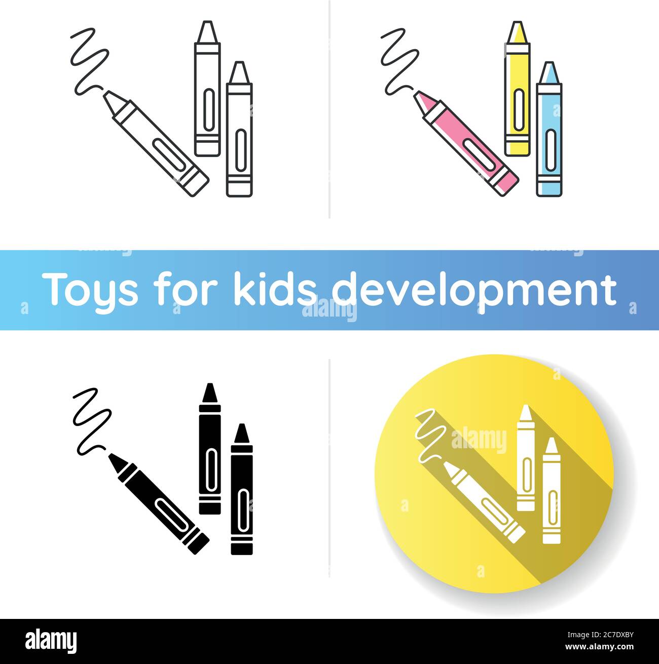 Crayons icon. Wax pencils for drawing. Children creativity and fine ...