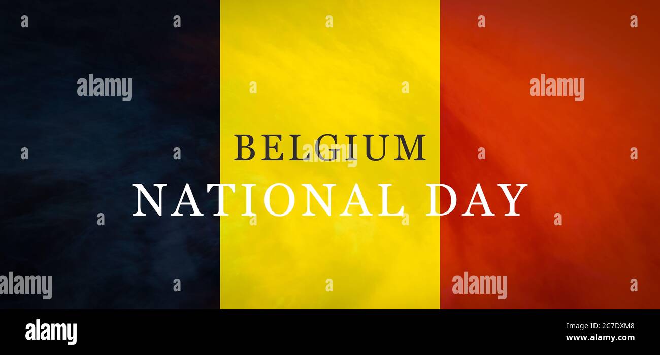 Belgium National Day flag background. Belgian tricolored flag banner. Stock Photo