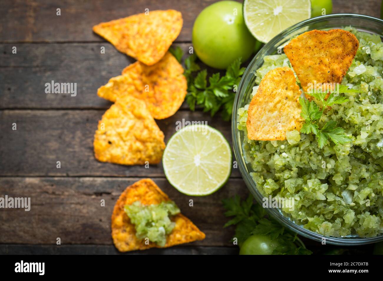 Green salsa verde Stock Photo