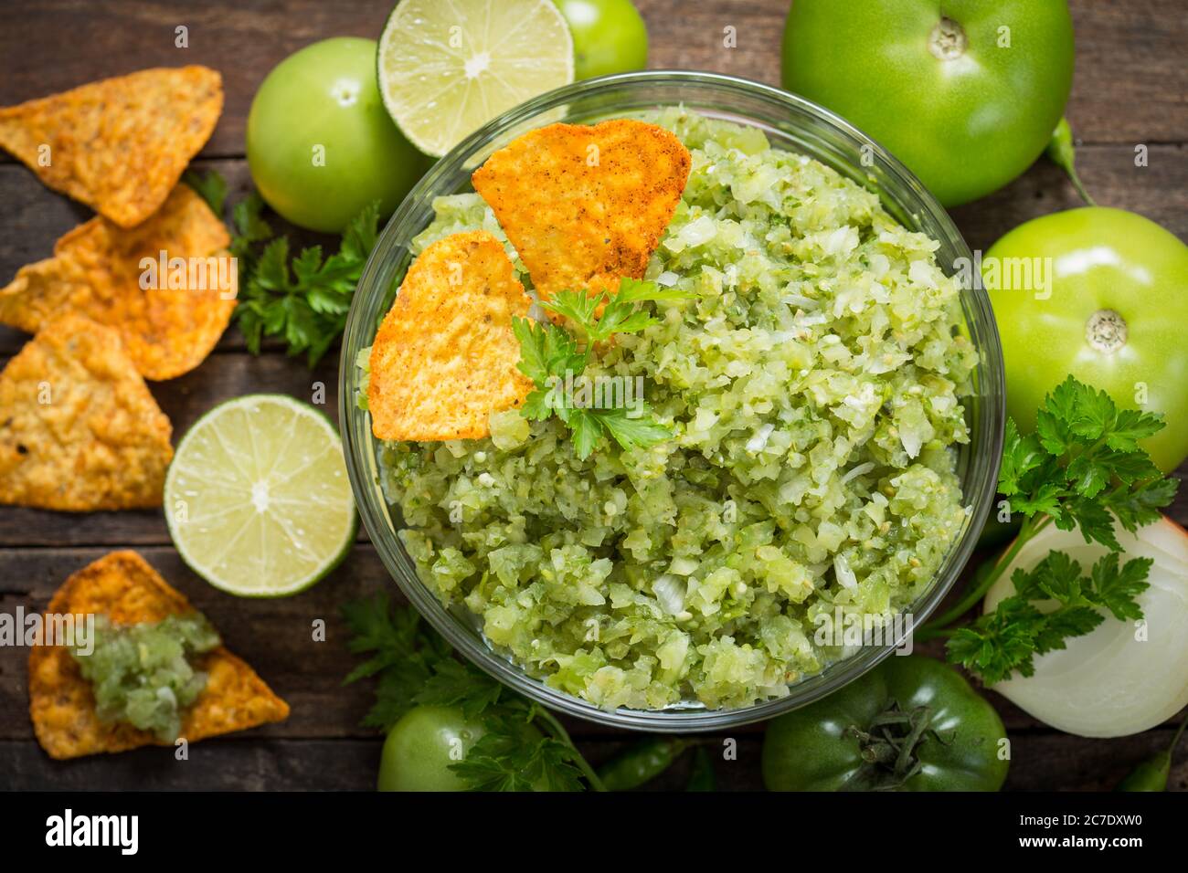Green salsa verde Stock Photo