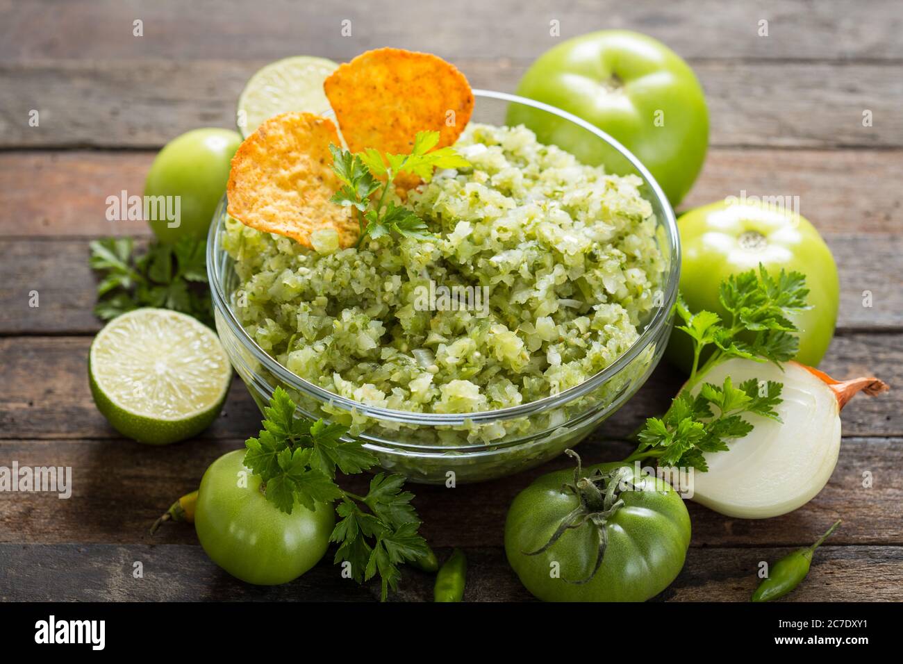 Green salsa verde Stock Photo