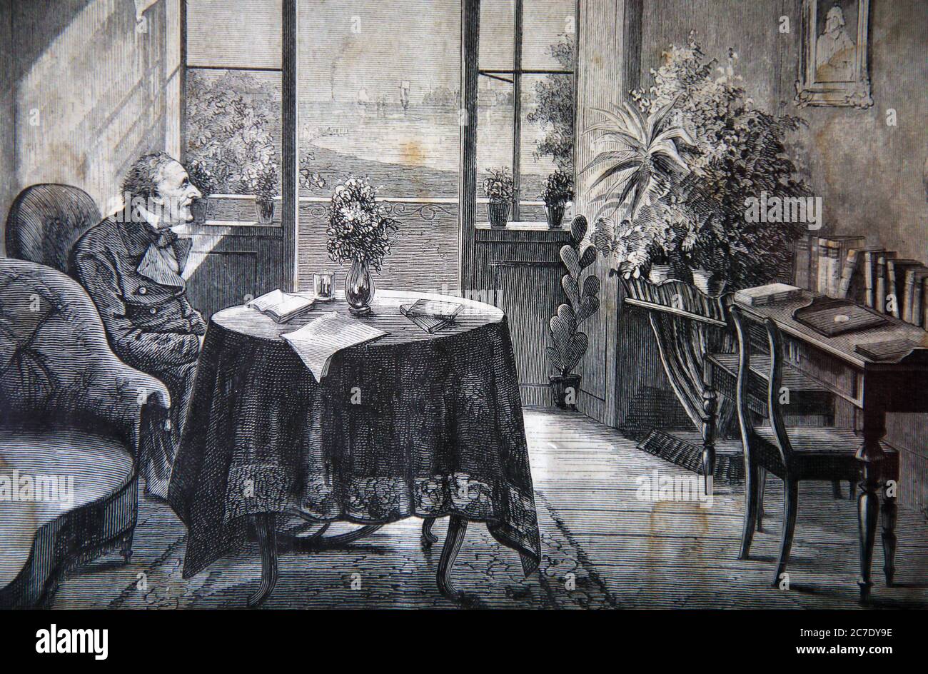 An old drawing showing Faroese daily life display in the National Museum of Faroe Islands.Torshavn.Streymoy.Faroe Islands.Territory of Denmark Stock Photo