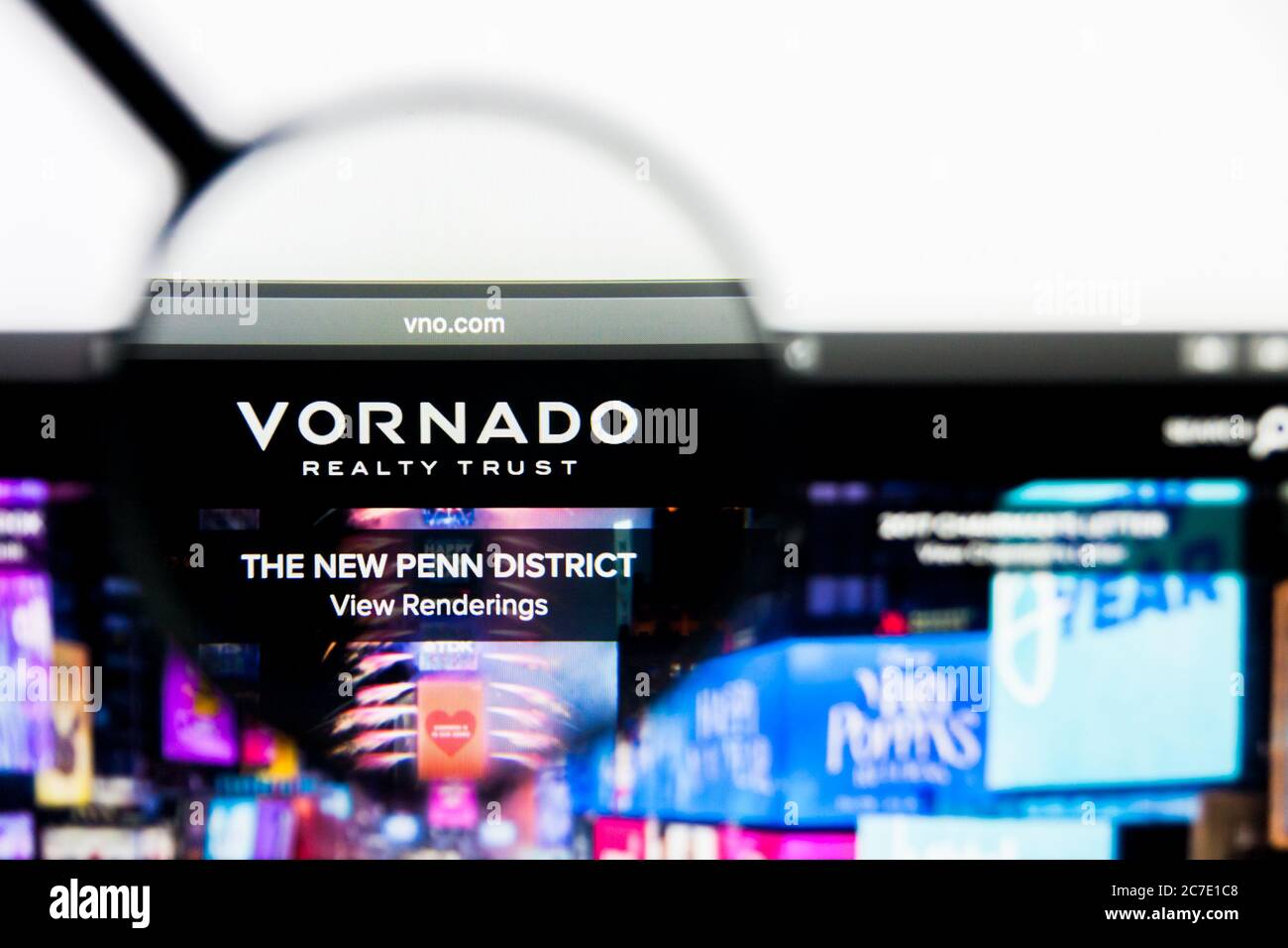 Los Angeles, California, USA - 25 March 2019: Illustrative Editorial of Vornado Realty website homepage. Vornado Realty logo visible on display screen Stock Photo