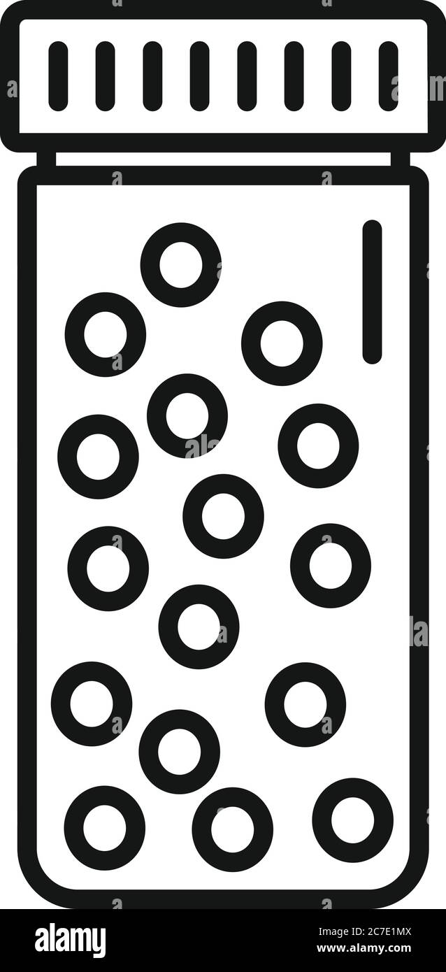 Round pills box icon. Outline round pills box vector icon for web design isolated on white background Stock Vector