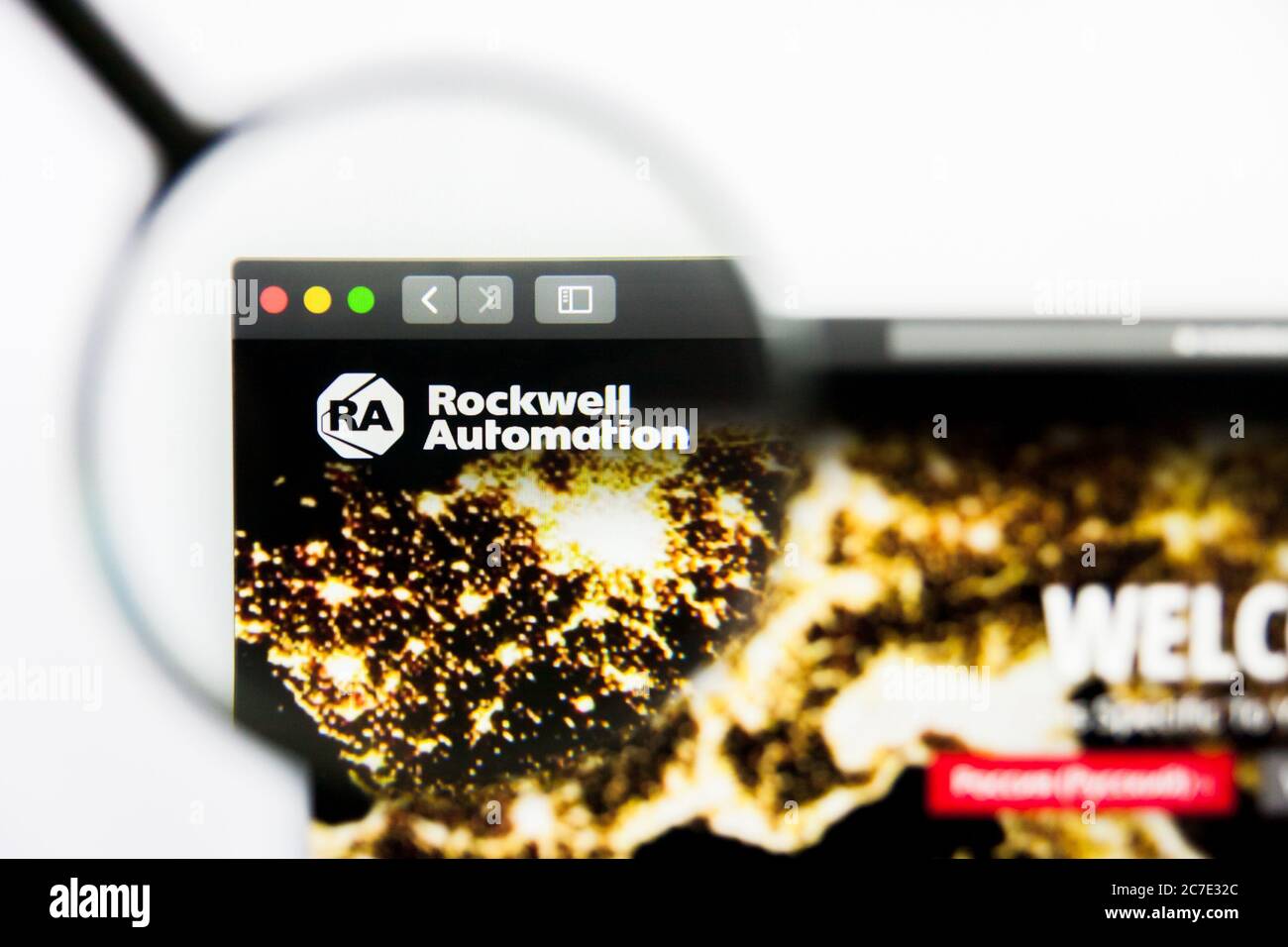 Los Angeles, California, USA - 25 March 2019: Illustrative Editorial of Rockwell Automation website homepage. Rockwell Automation logo visible on Stock Photo
