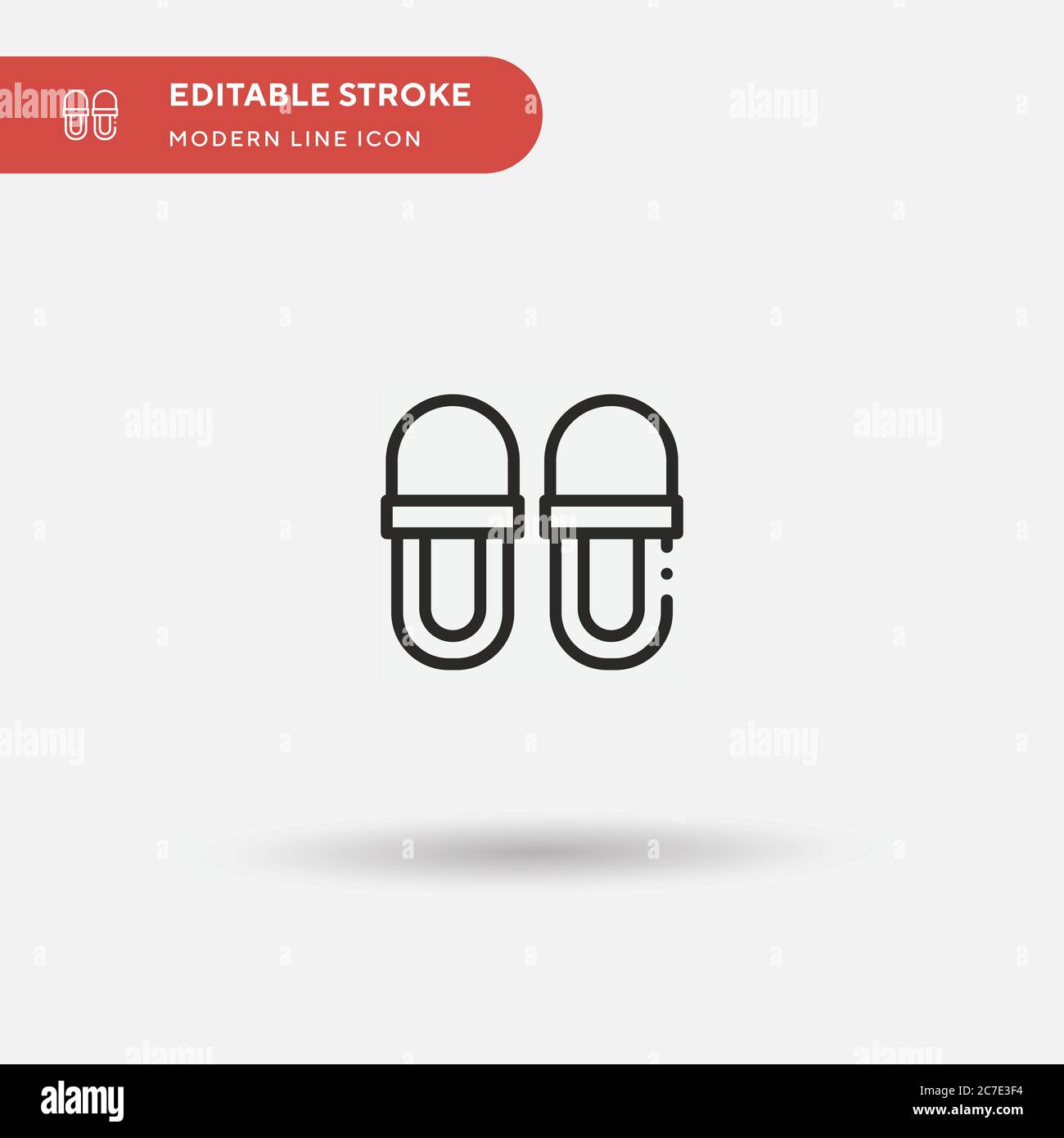 Slippers Simple vector icon. Illustration symbol design template for web mobile UI element. Perfect color modern pictogram on editable stroke. Slipper Stock Vector