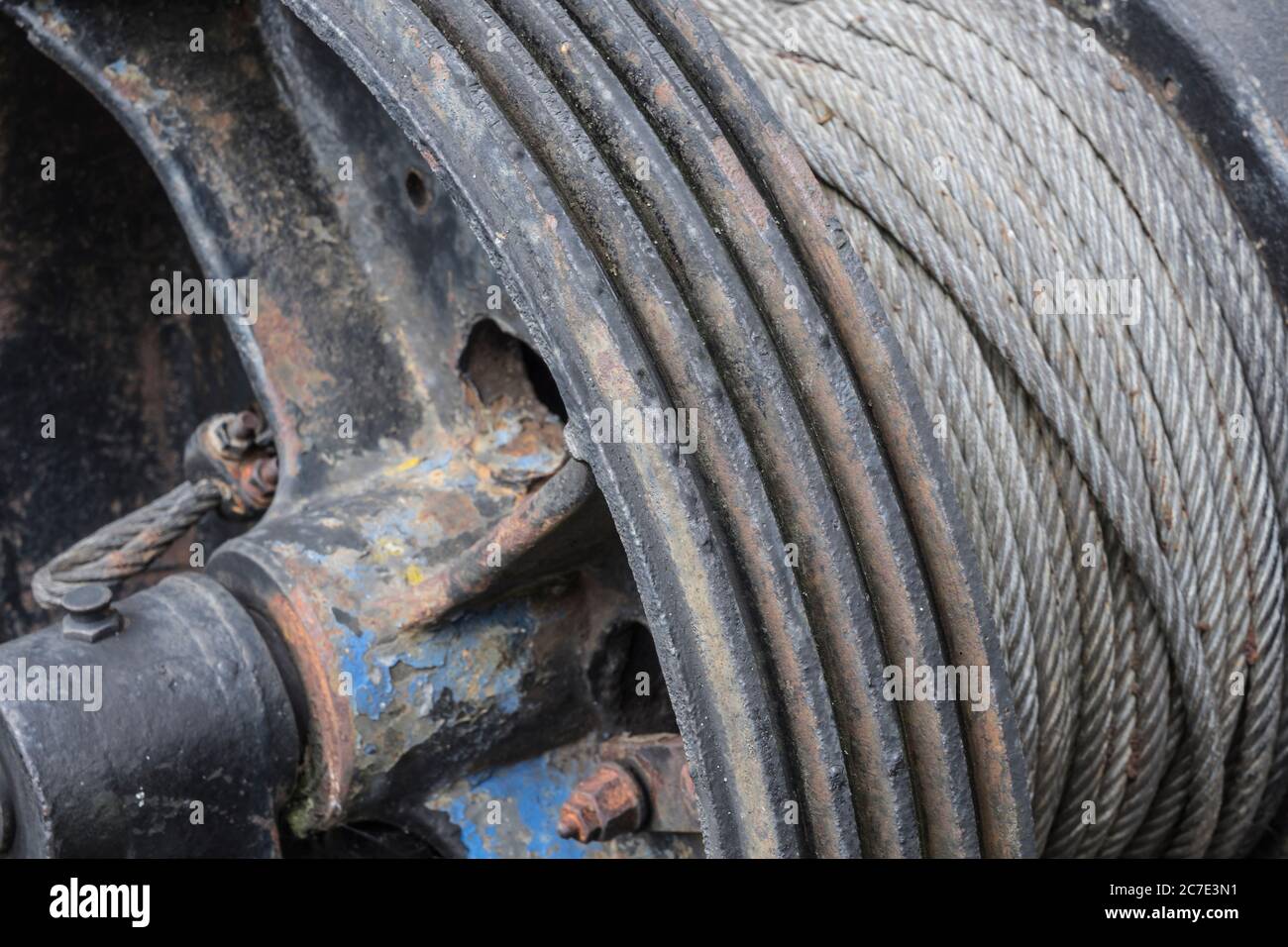 detail of a historic winch unit Stock Photo Alamy