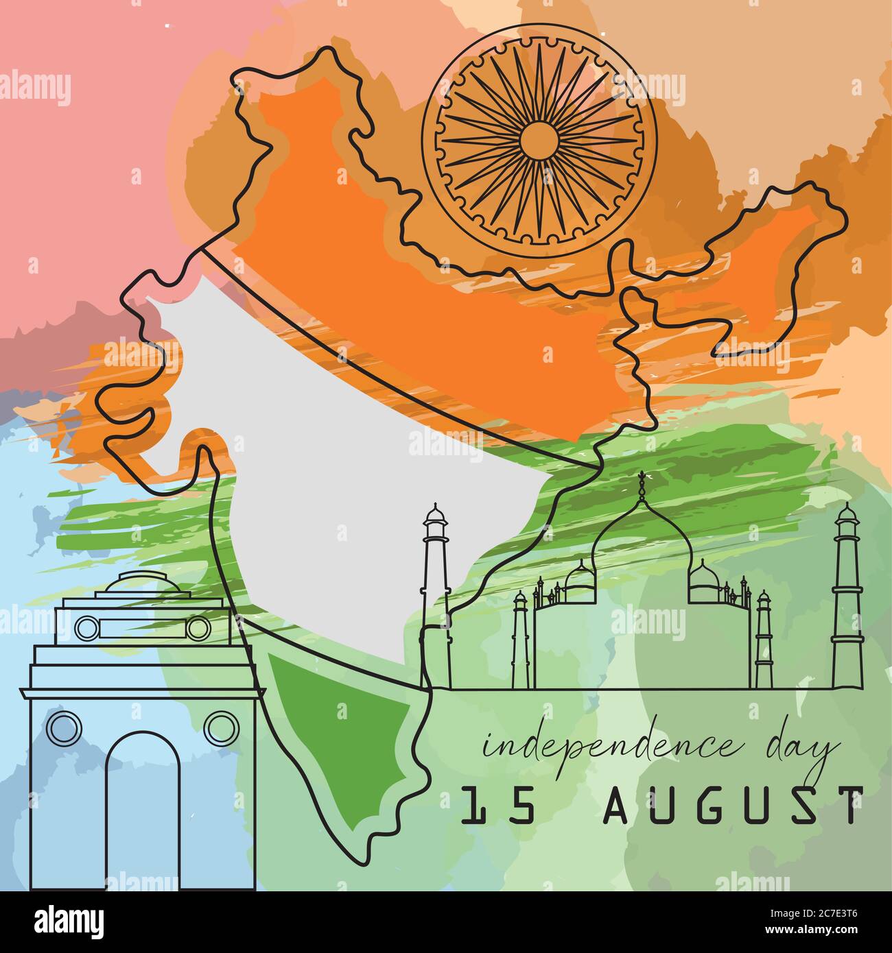 Happy Independence Day Of India Independence Day Card Vector Stock