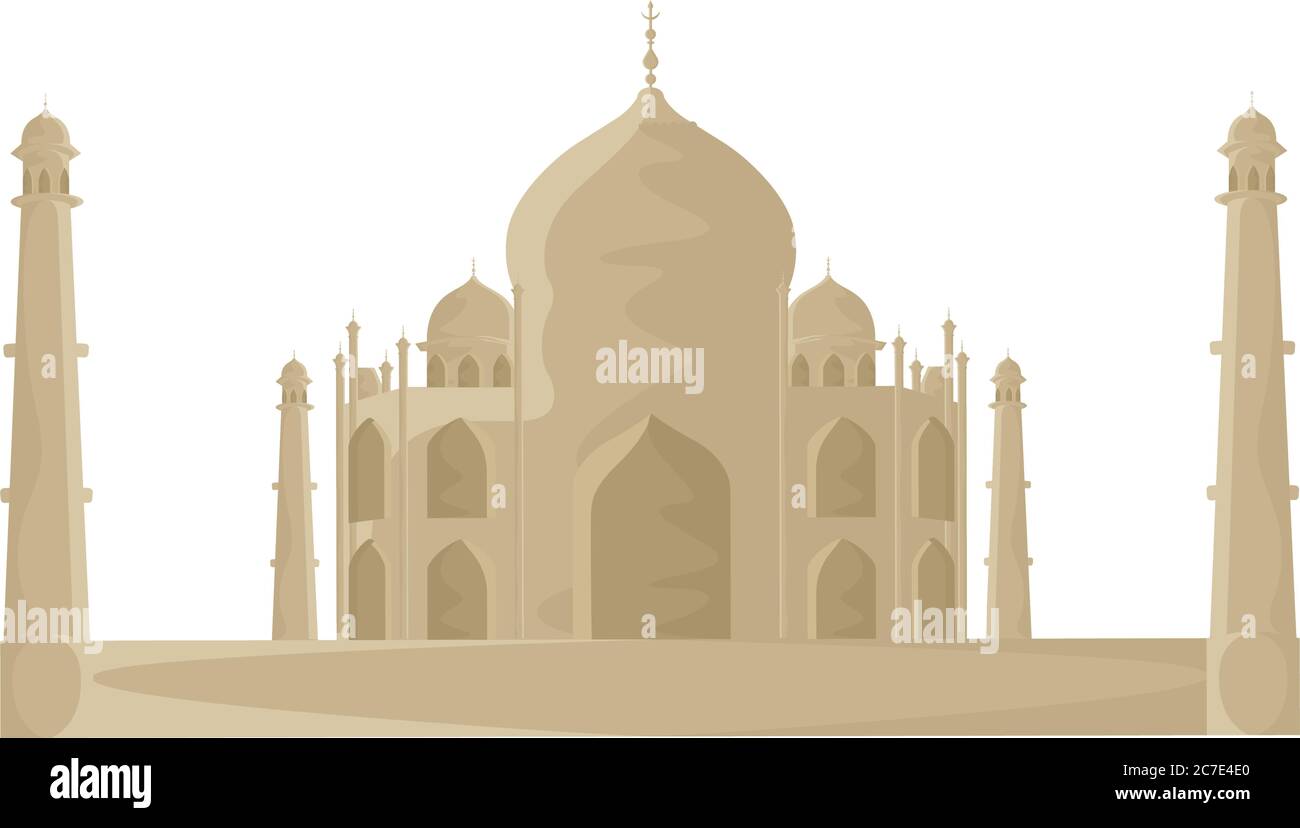 Taj mahal image. Indian famous building - Vector Stock Vector