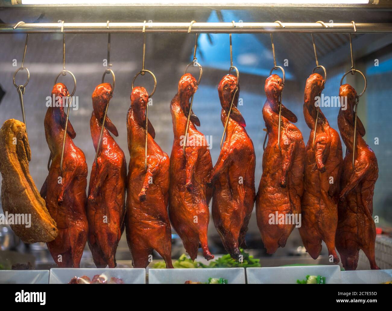 Tasty Roast Duck Hanging in Restaurant Stock Photo Alamy