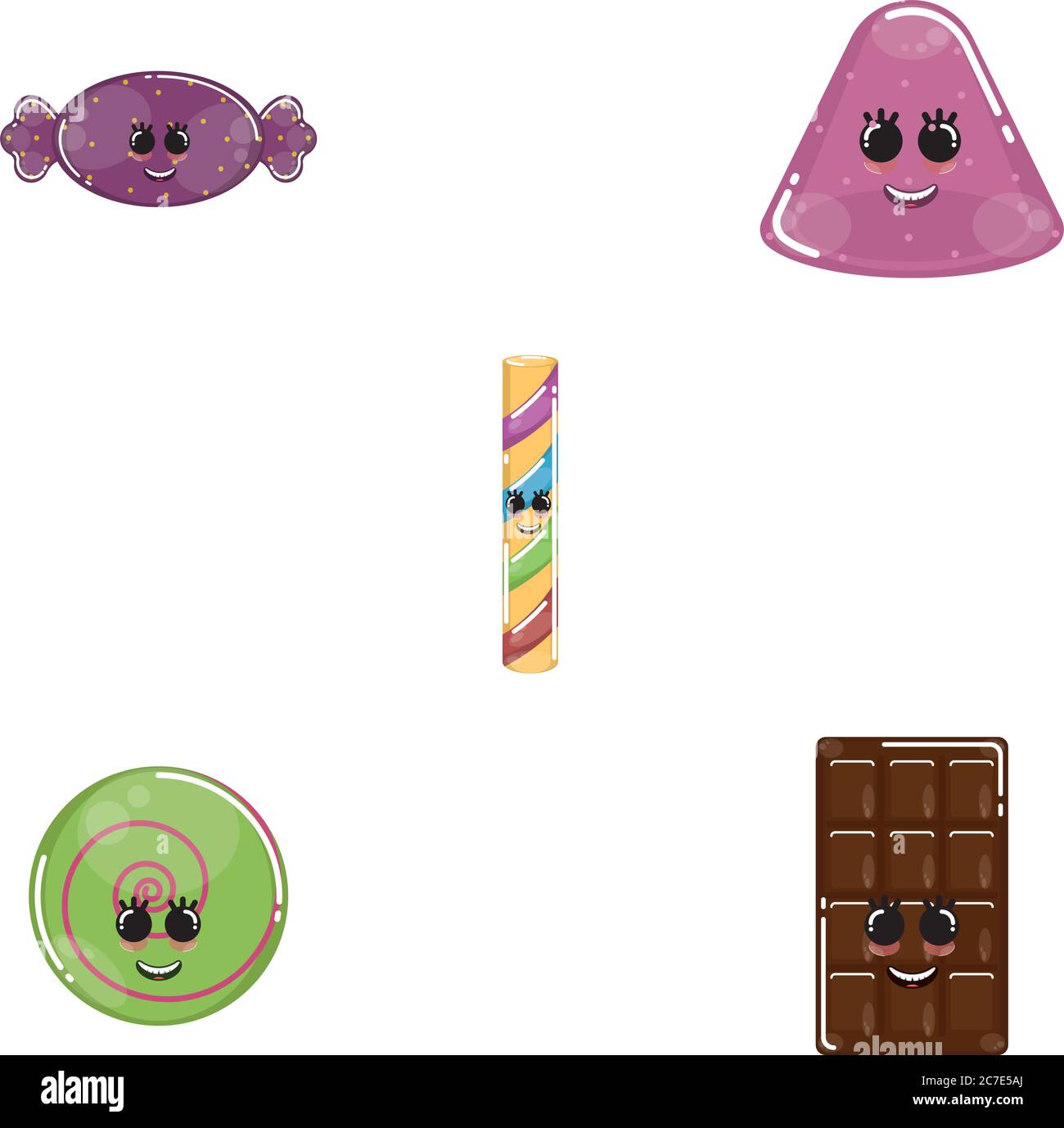 Set of candies cartoons. Cartoons of a caramel, candy bar, chocolate