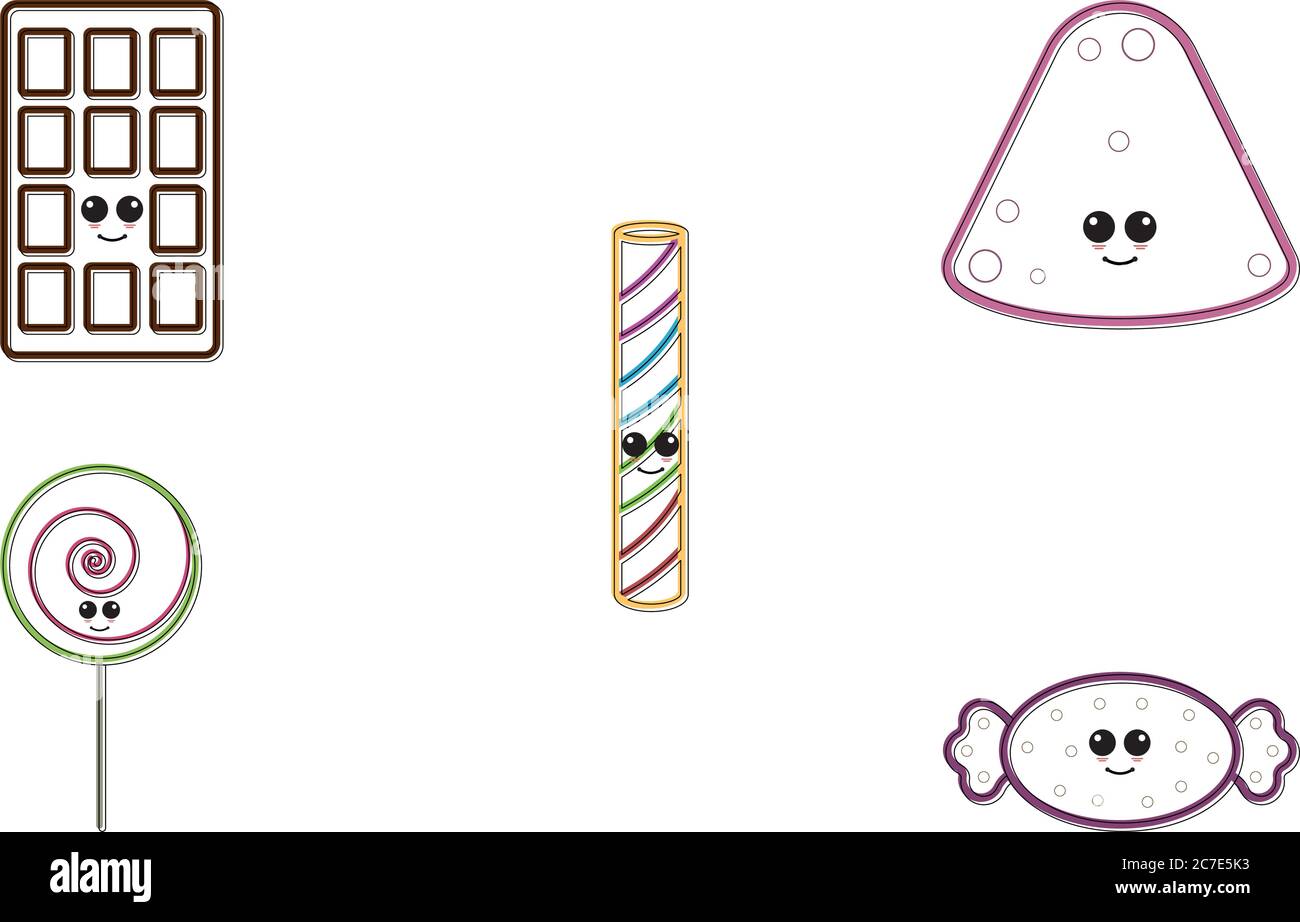 Set of candies cartoons. Cartoons of a caramel, candy bar, chocolate