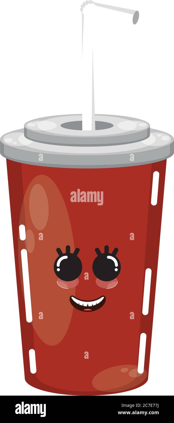 Cartoon icon of a happy soda glass- Vector Stock Vector Image & Art - Alamy