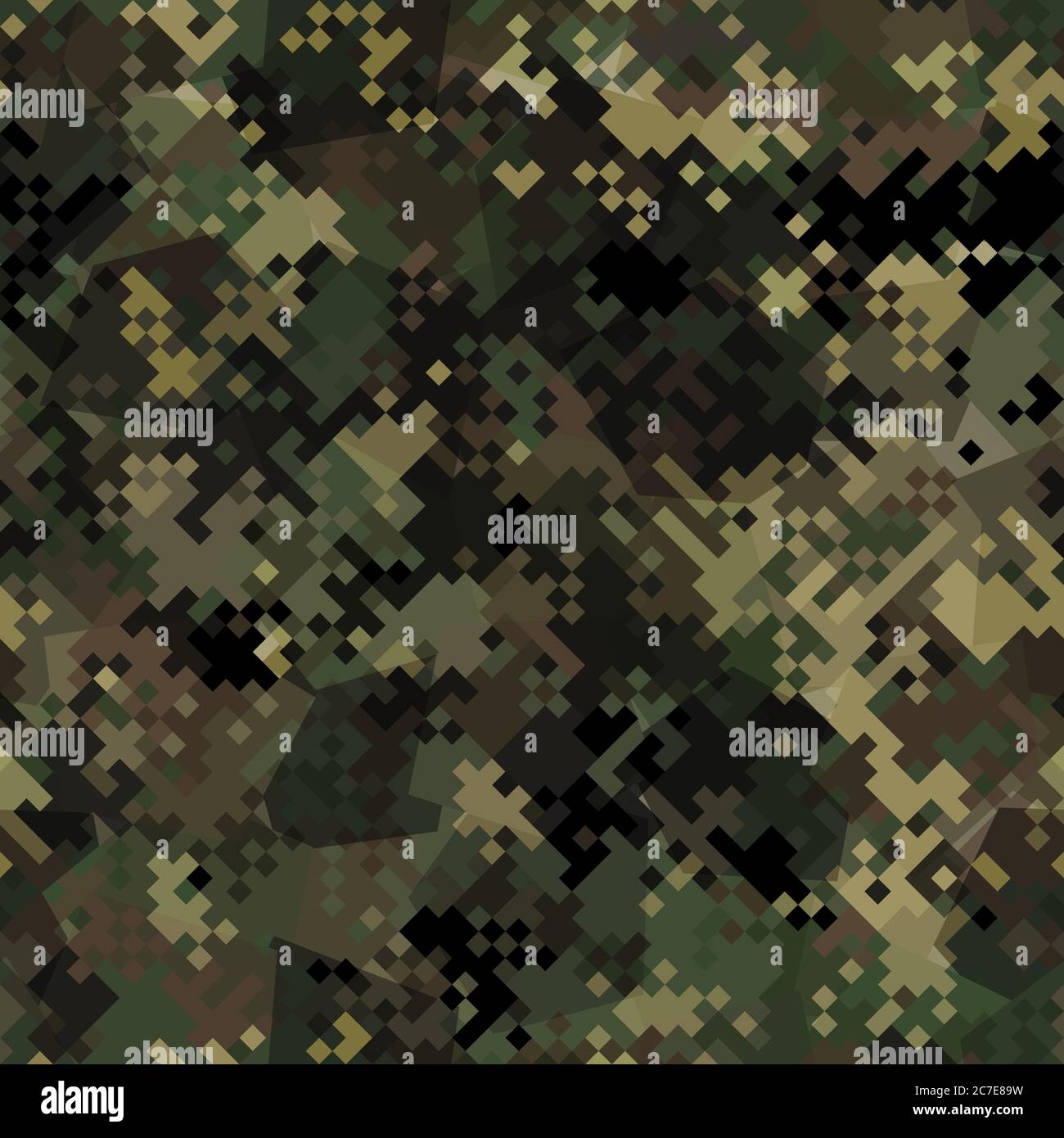 Seamless digital woodland pixel camo texture vector for army textile ...