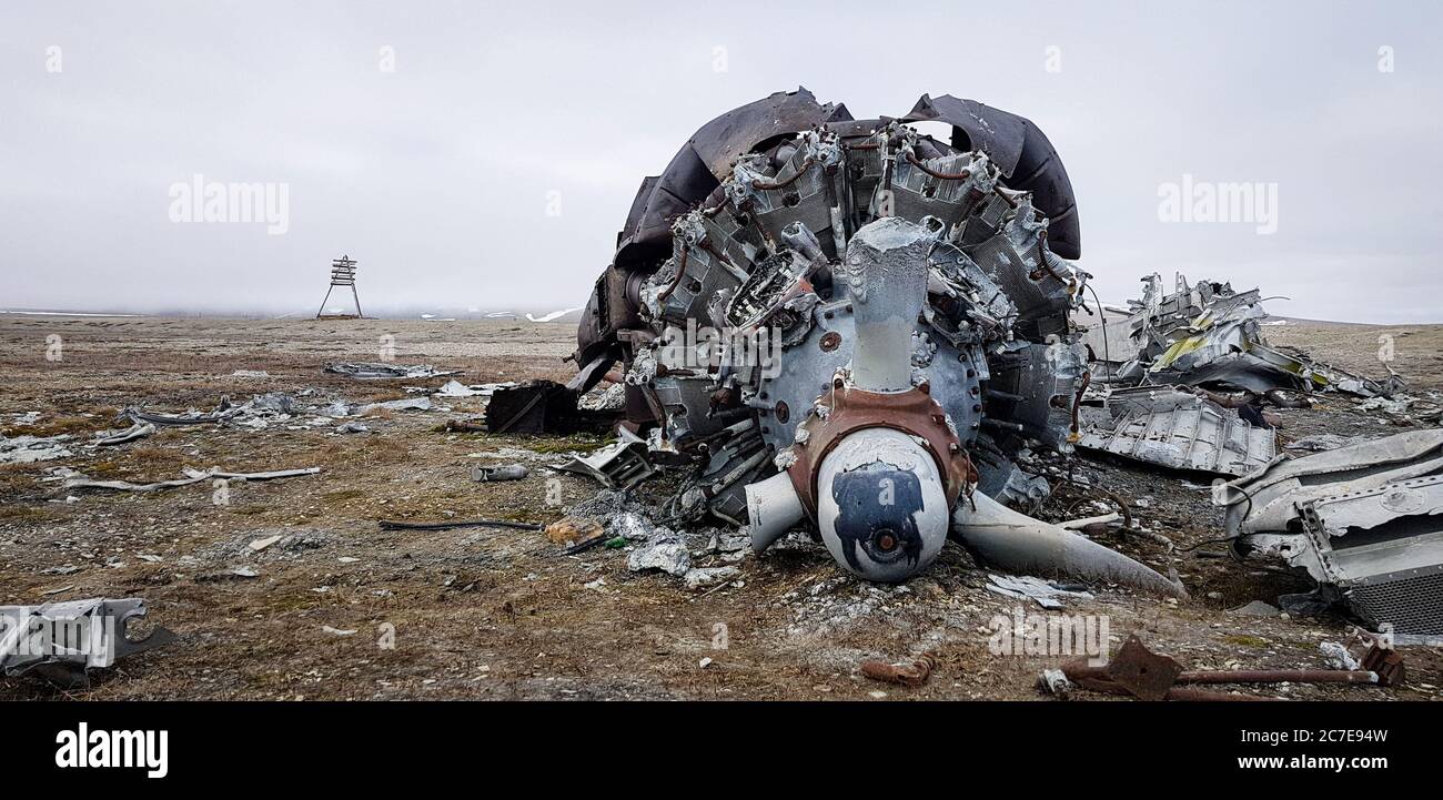 Remains of a plane crash in Resolute, Ellesmere Island Stock Photo