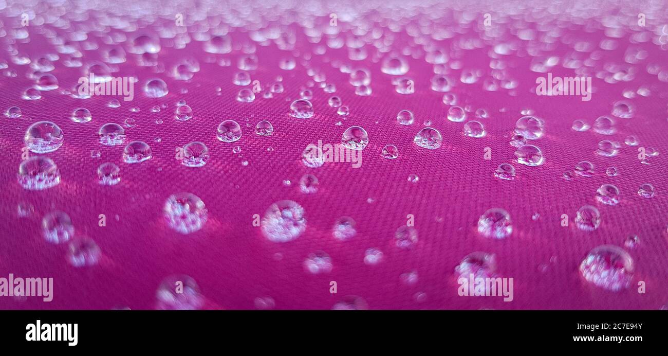 Frozen droplets of water on a tent Stock Photo