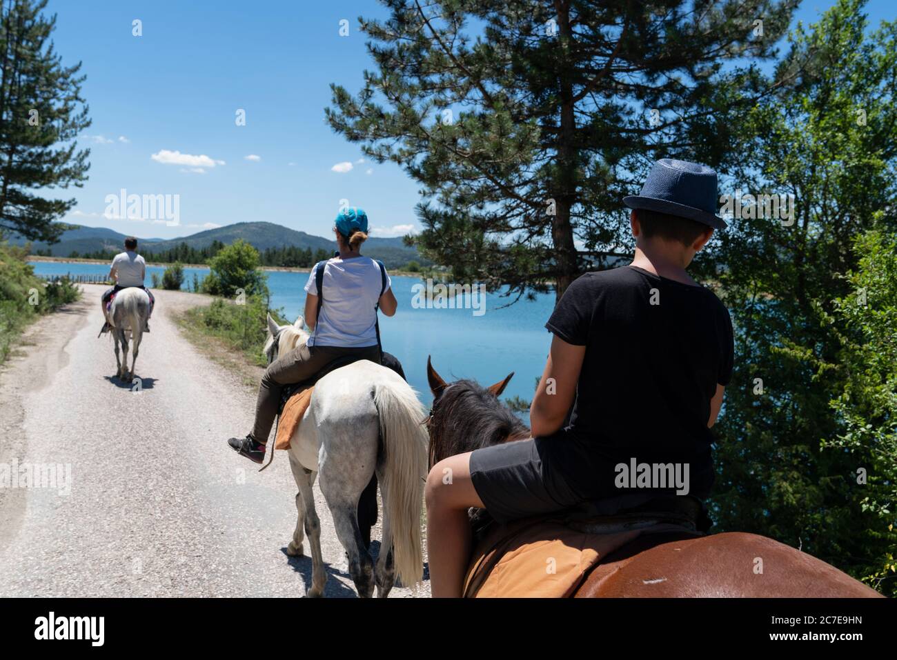 Horseback riding near the lake Daday District, Kastamonu, Turkey. Stock Photo