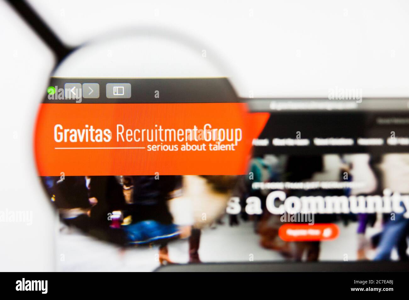 San Francisco, California, USA - 29 March 2019: Illustrative Editorial of Gravitas Recruitment Group website homepage. Gravitas Recruitment Group logo Stock Photo