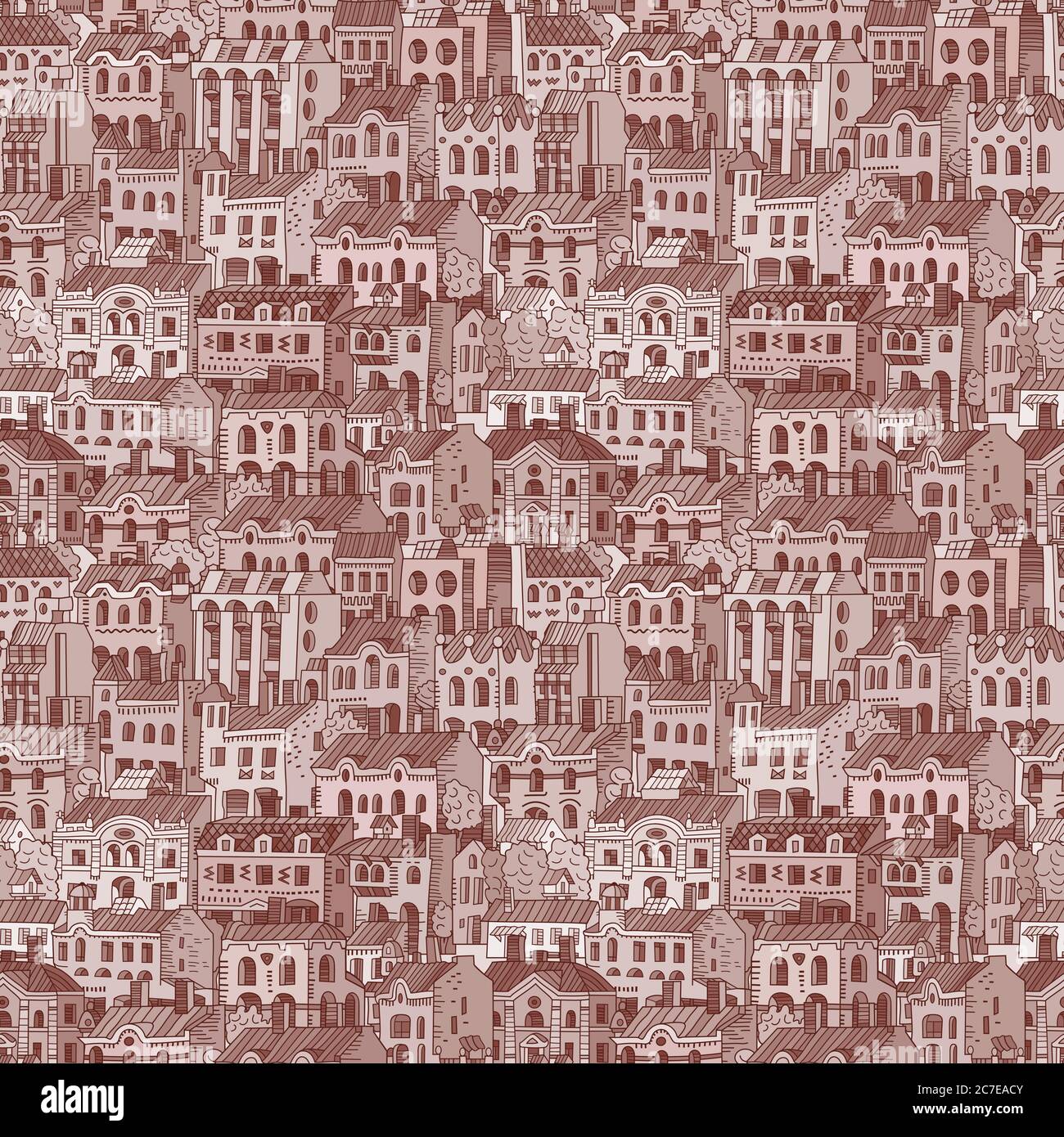 Vector hand drawn houses seamless pattern Stock Vector Image & Art - Alamy