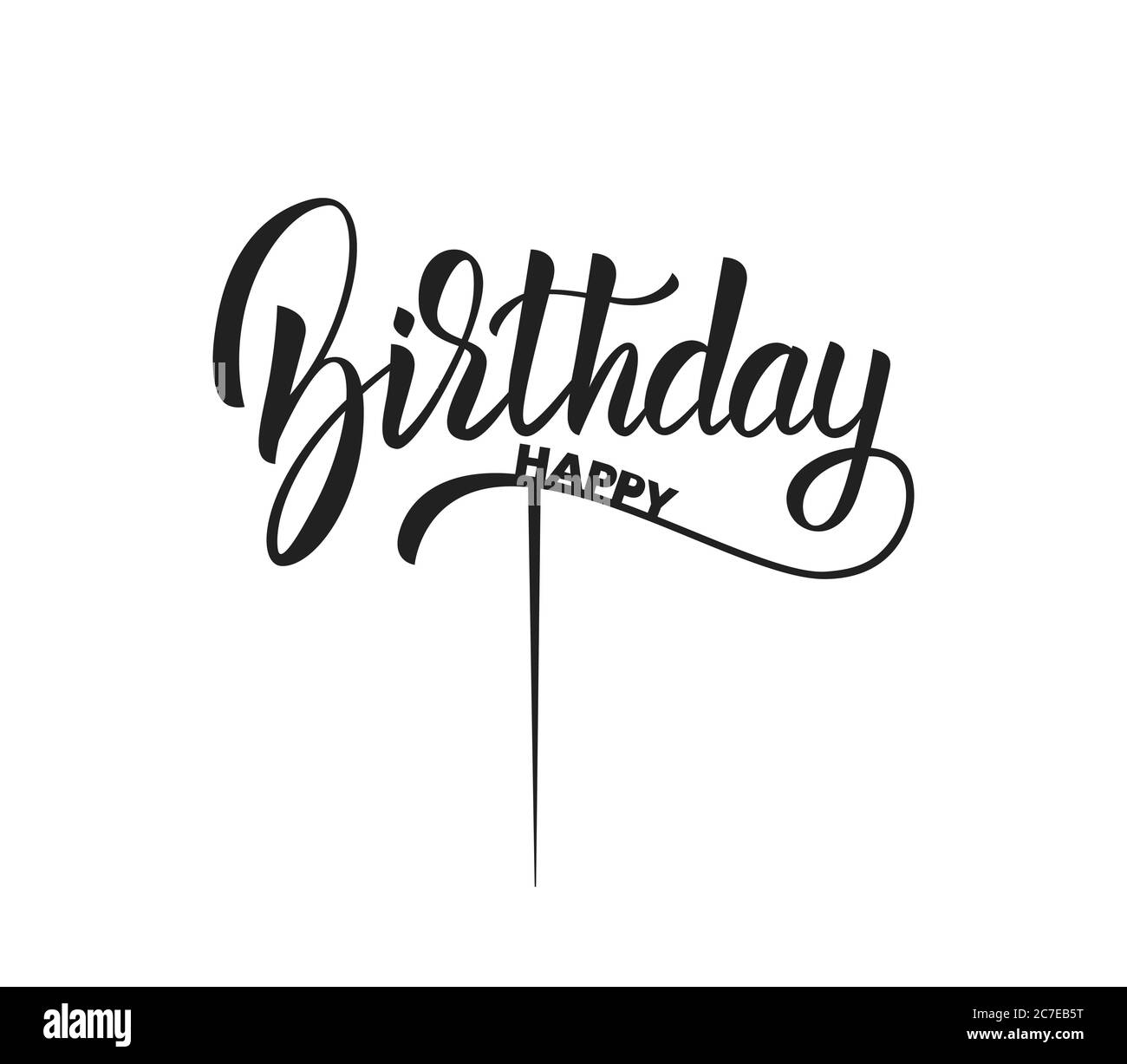 Birthday topper. Happy Birthday template for laser cutting Stock Vector