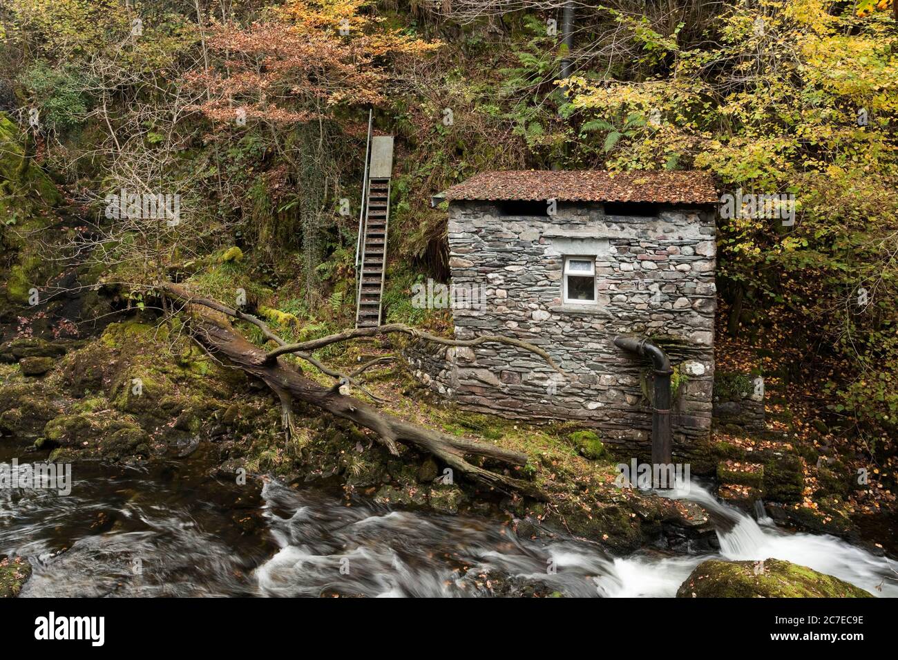 Small hydro plant on the River Brathay, Lake District, UK Stock Photo