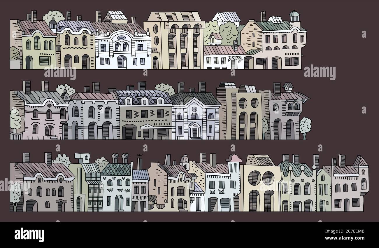 Vector cartoon vintage houses stripes set Stock Vector Image & Art - Alamy