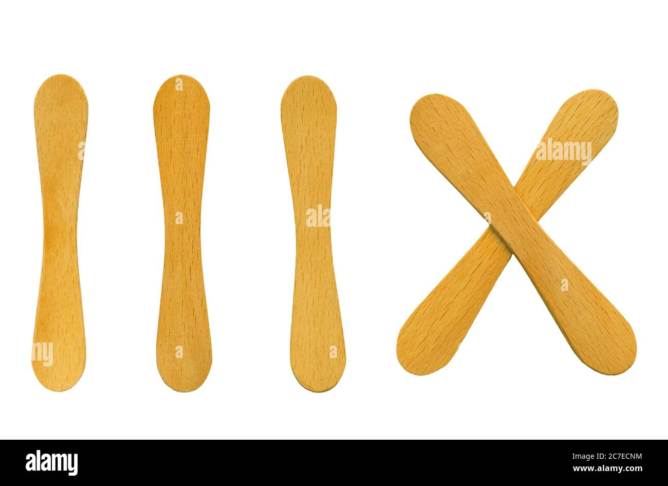 Ice lolly sticks isolated on white background Stock Photo