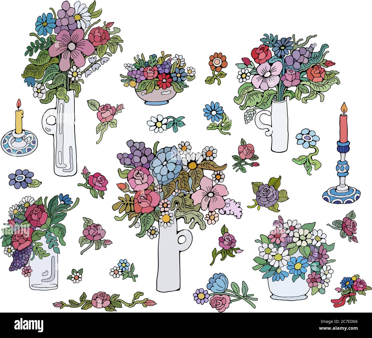 Flowers vector illustration set of nature elements Stock Vector Image ...