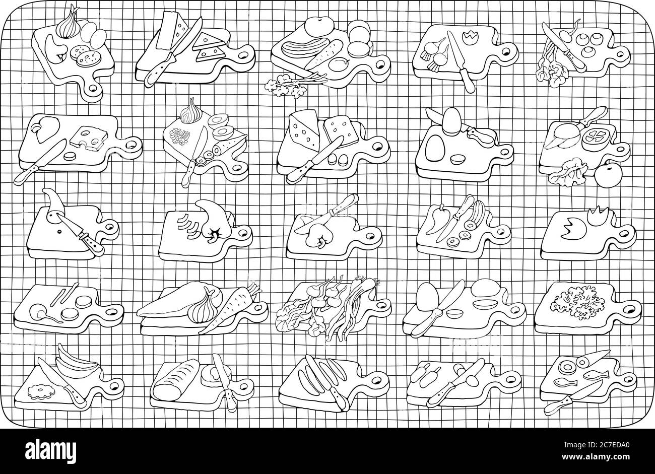 Background outline illustration wooden table Black and White Stock ...