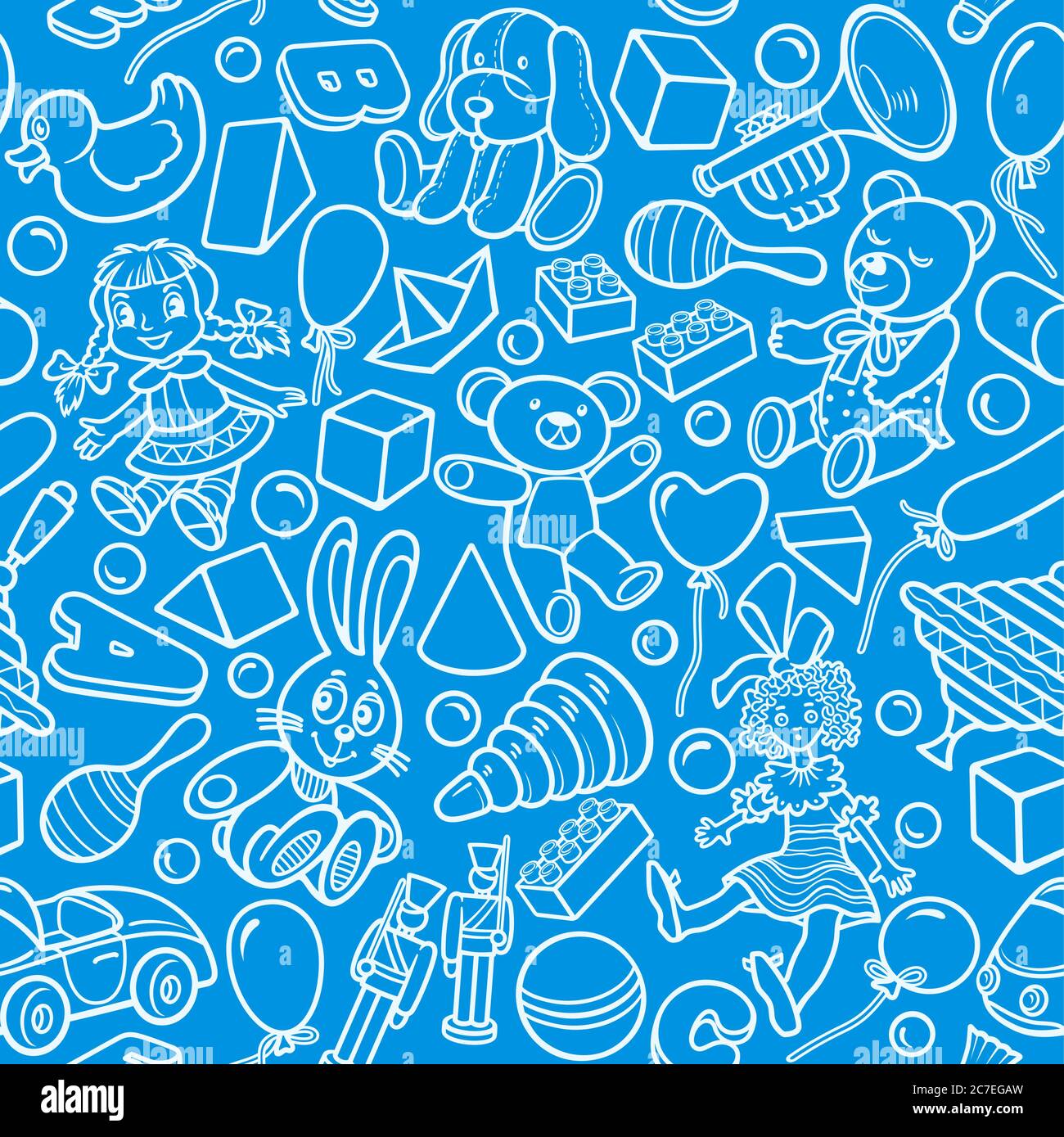 Cartoon cute doodles kids toys seamless pattern Stock Vector Image ...