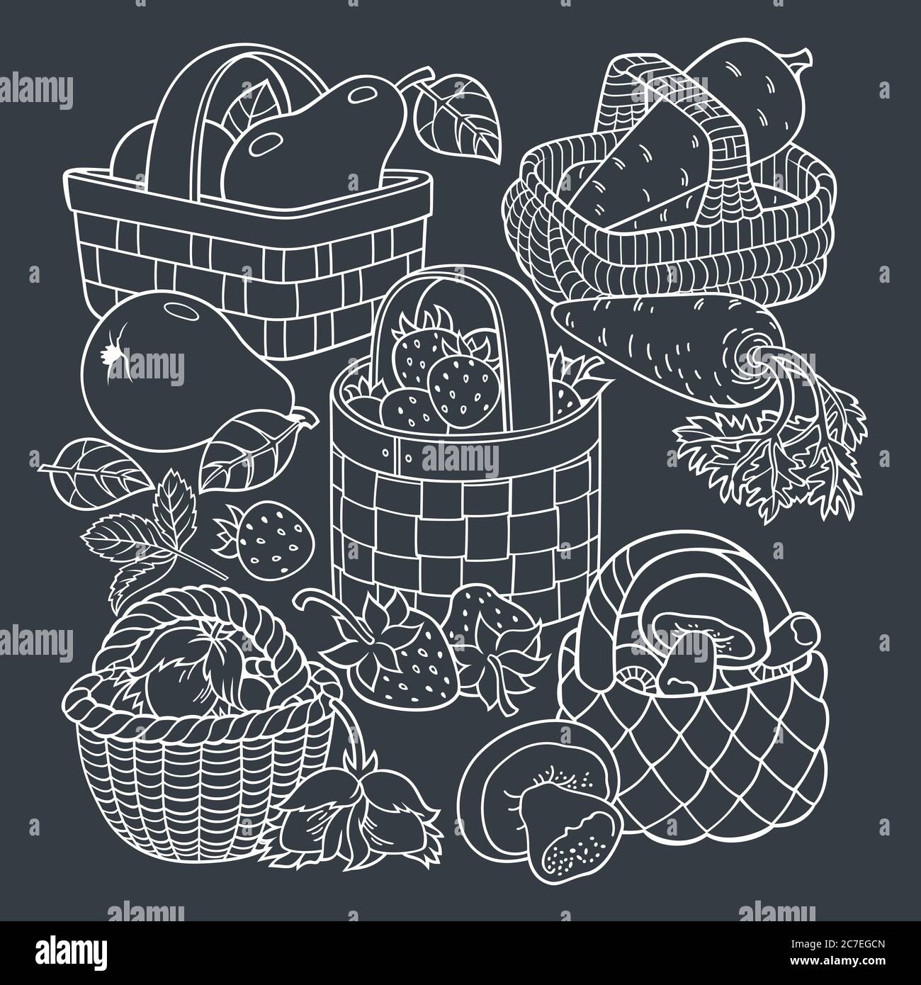 Fruits and vegetables in baskets Stock Vector Image & Art Alamy