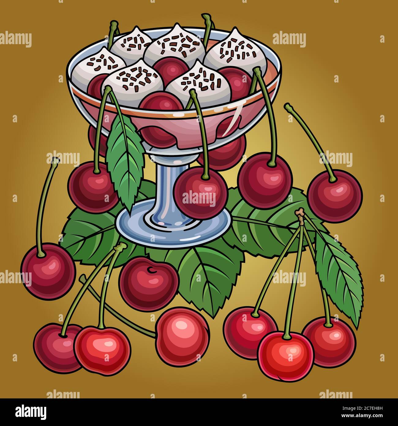 Juice, berries, cherries hand drawn illustration Stock Vector Image