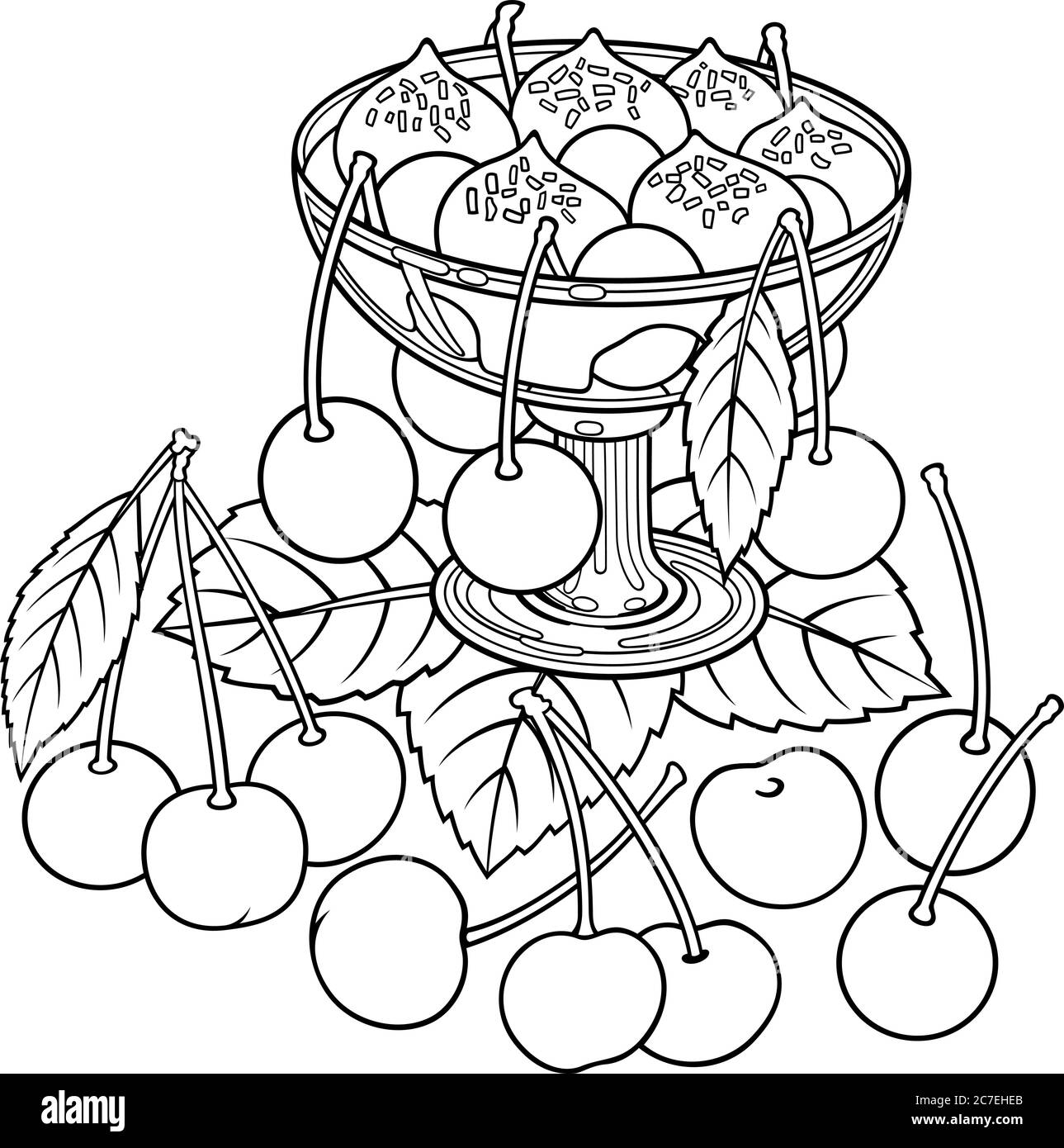 Juice, berries, cherries hand drawn illustration Stock Vector Image