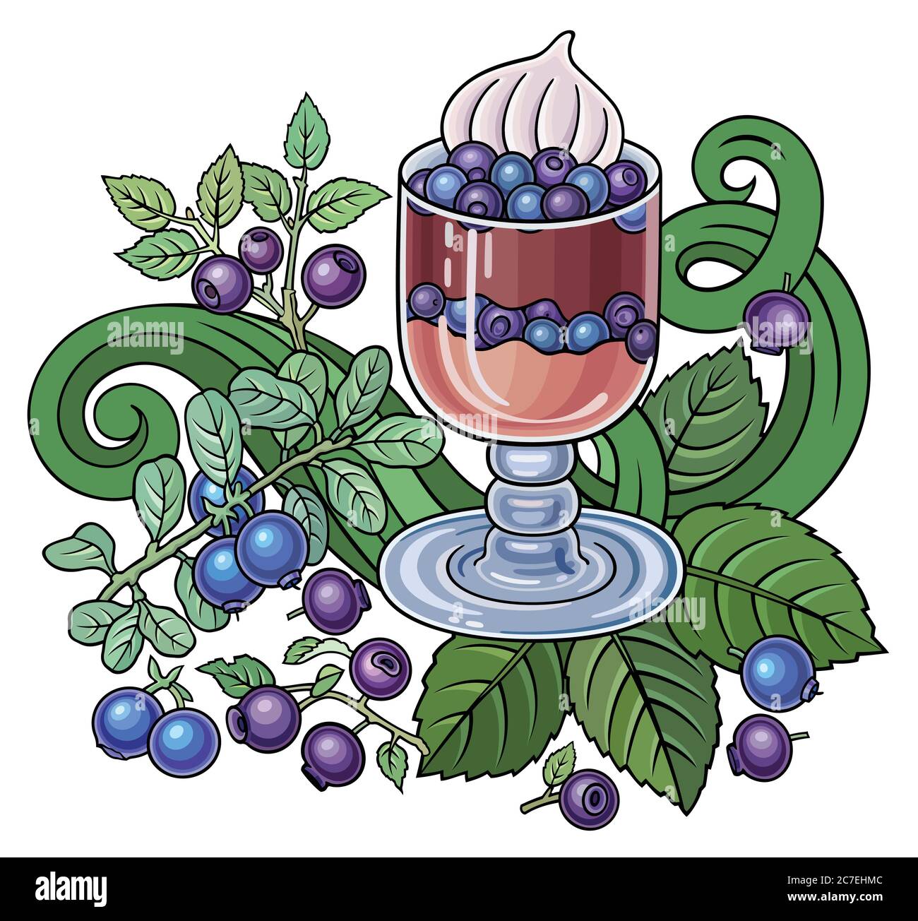 Sweets, berries, cherries hand drawn illustration Stock Vector Image