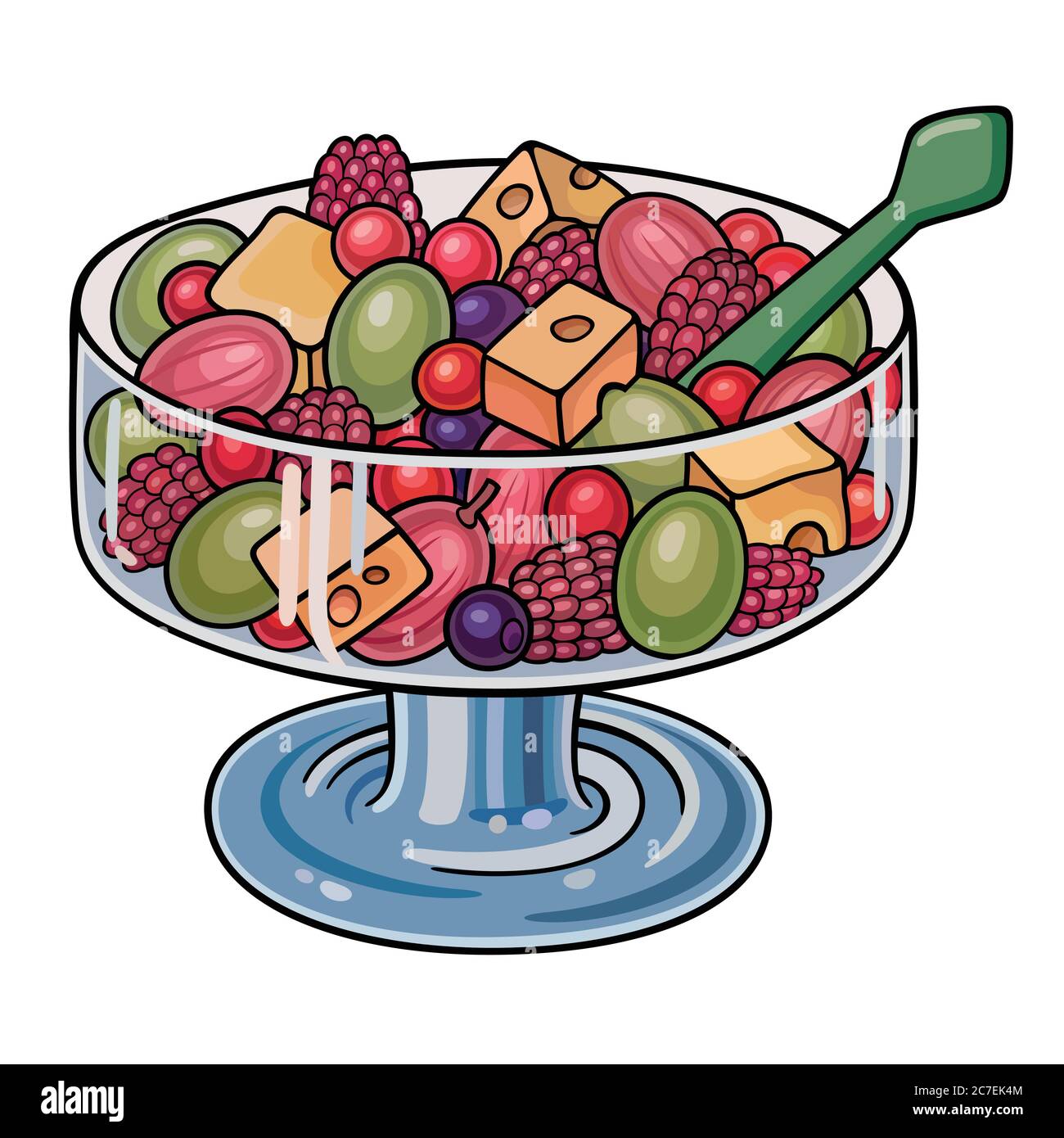 Bowl of fruit salad hand drawn doodle illustration Stock Vector Image