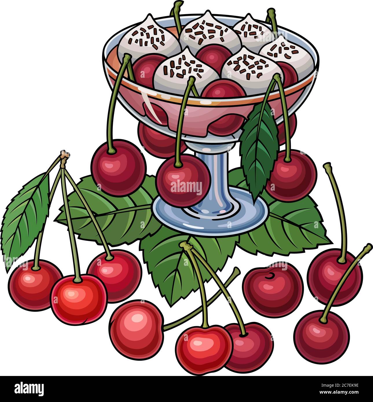 Juice, berries, cherries hand drawn illustration Stock Vector Image
