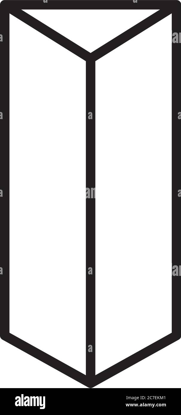 geometric triangular prims shape icon over white background, line style ...