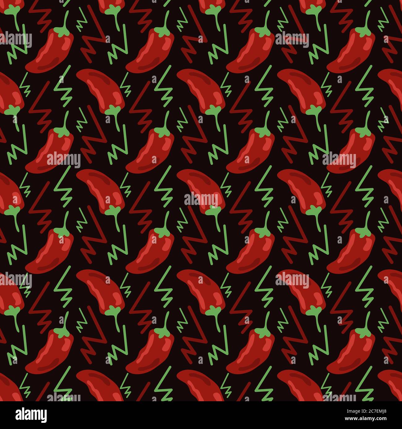 Seamless pattern with red peppers Stock Vector