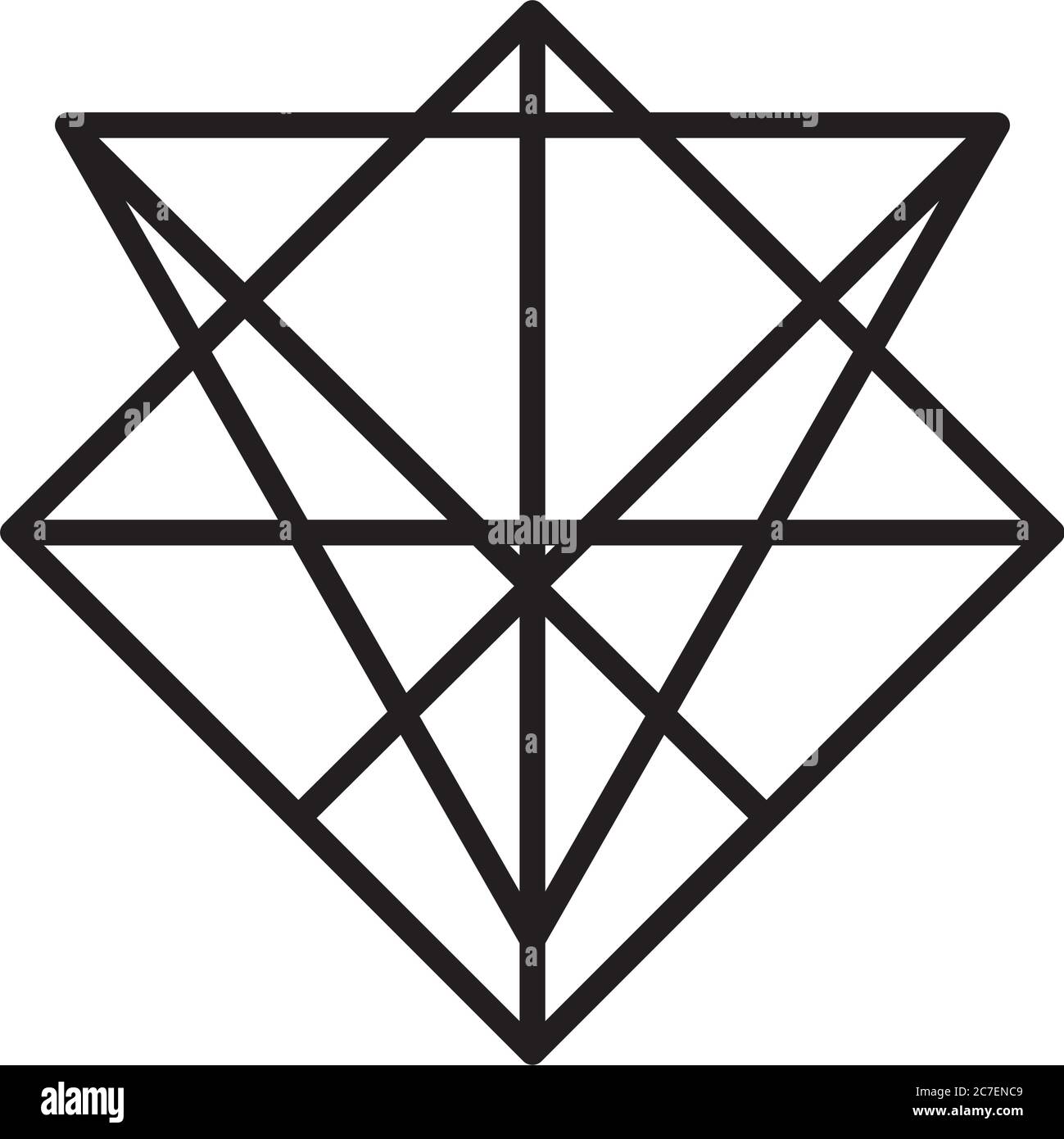 geometric rhombus and triangle shape icon over white background, line ...
