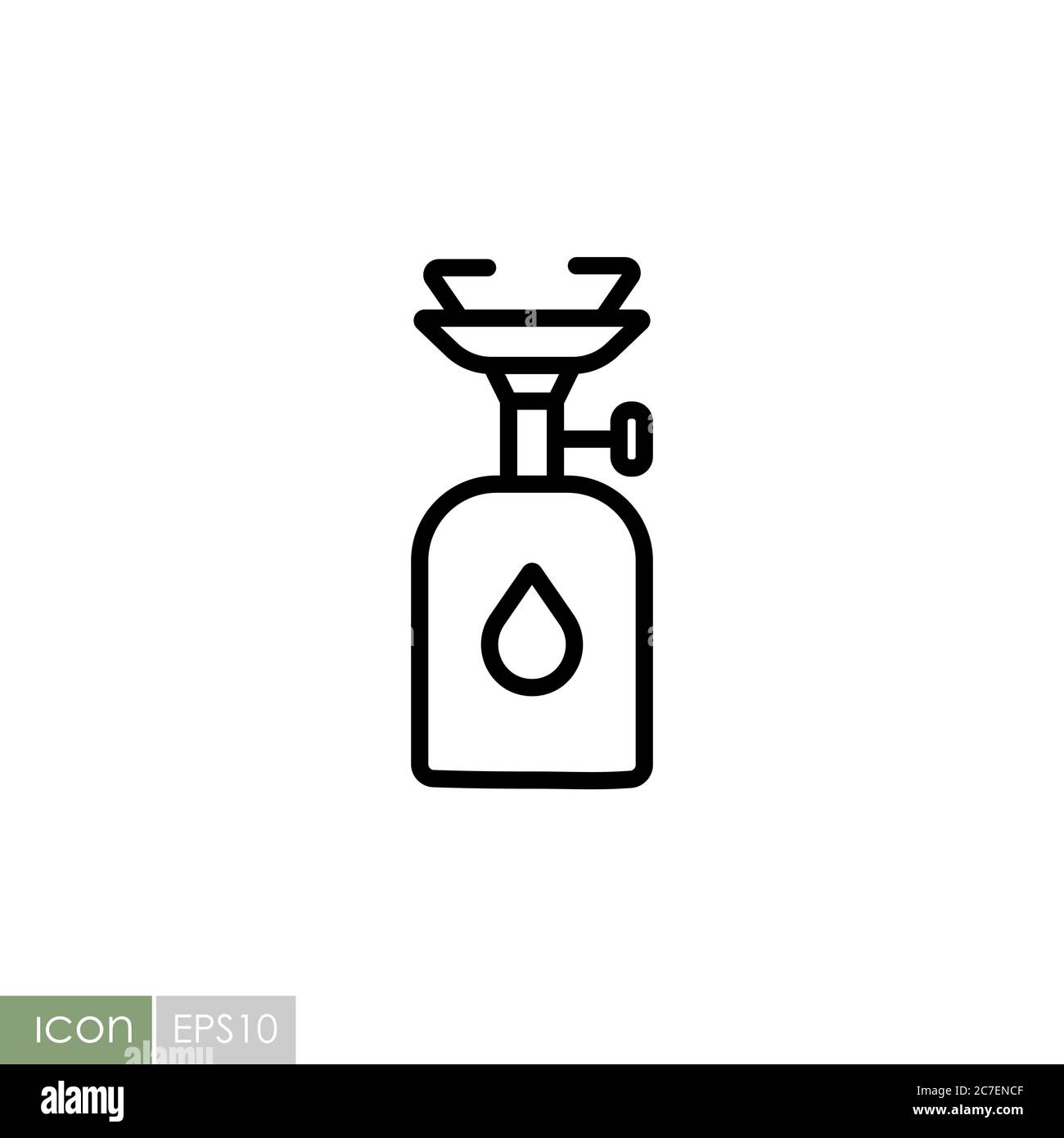 Camping gas stove vector icon. Camping and Hiking sign. Graph symbol for travel and tourism web site and apps design, logo, app, UI Stock Vector