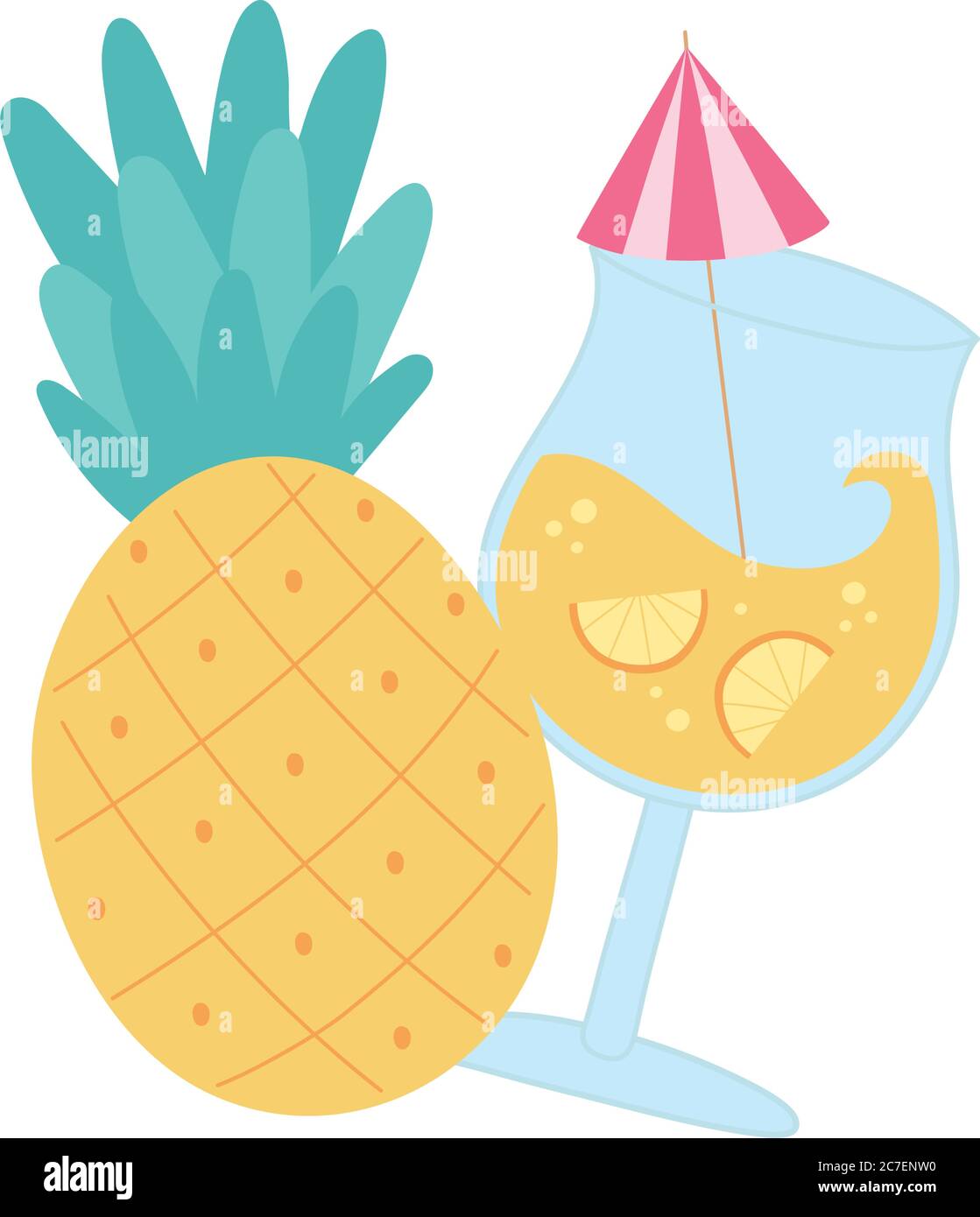 summer time vacation tourism cocktail and pineapple background vector ...