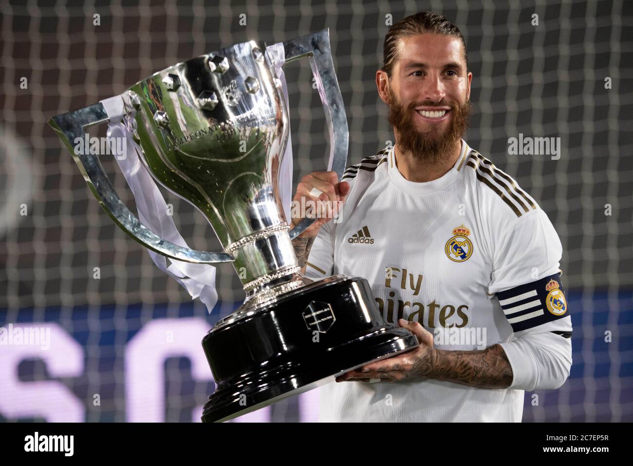 Madrid Spain 16th July 2020 Spanish La Liga Soccer Match Real Madrid Vs Villarreal At Alfredo Di Estefano Stadium Madrid July 16 2020 Real Madrid Players Celebrate Champions Of The Spanish La